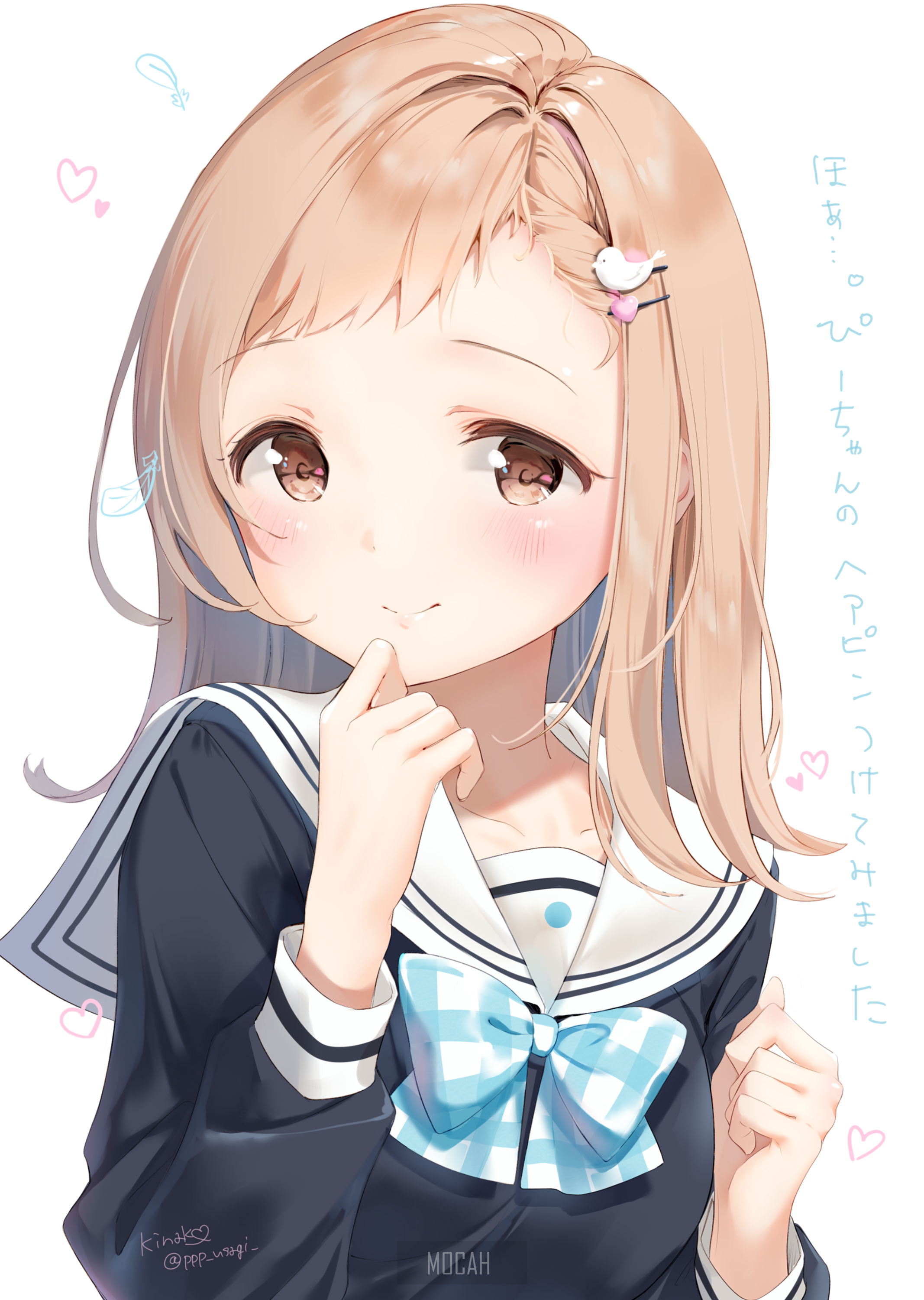 Anime girl with hair clip HD Phone Wallpaper