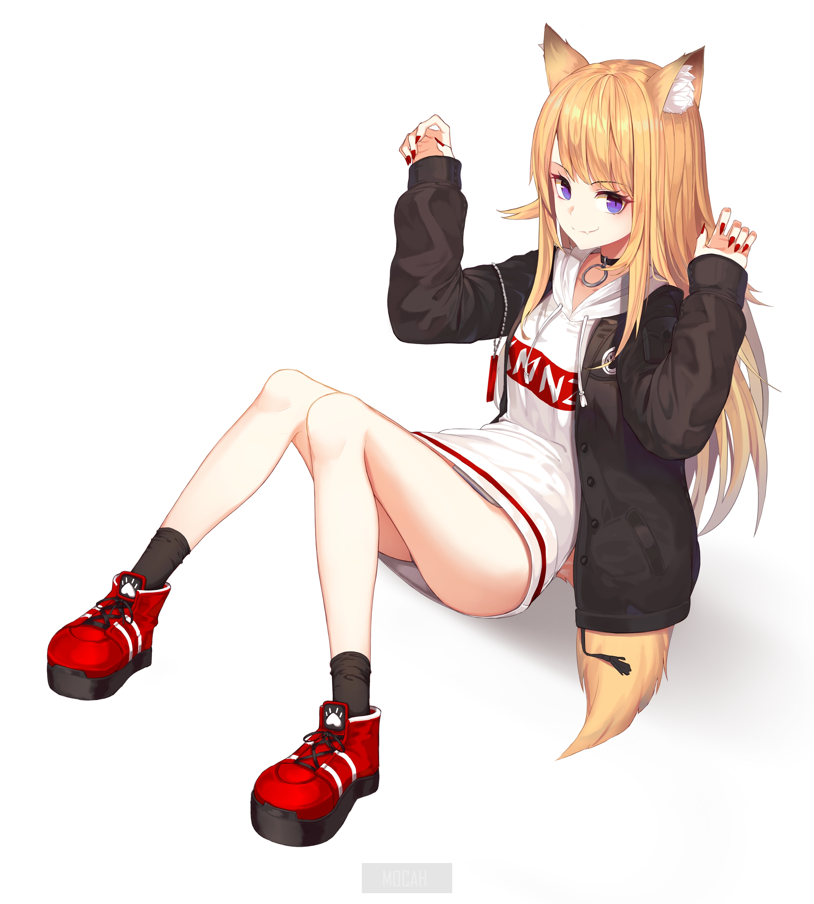 Anime girl with blonde hair and neko ears HD Phone Wallpaper