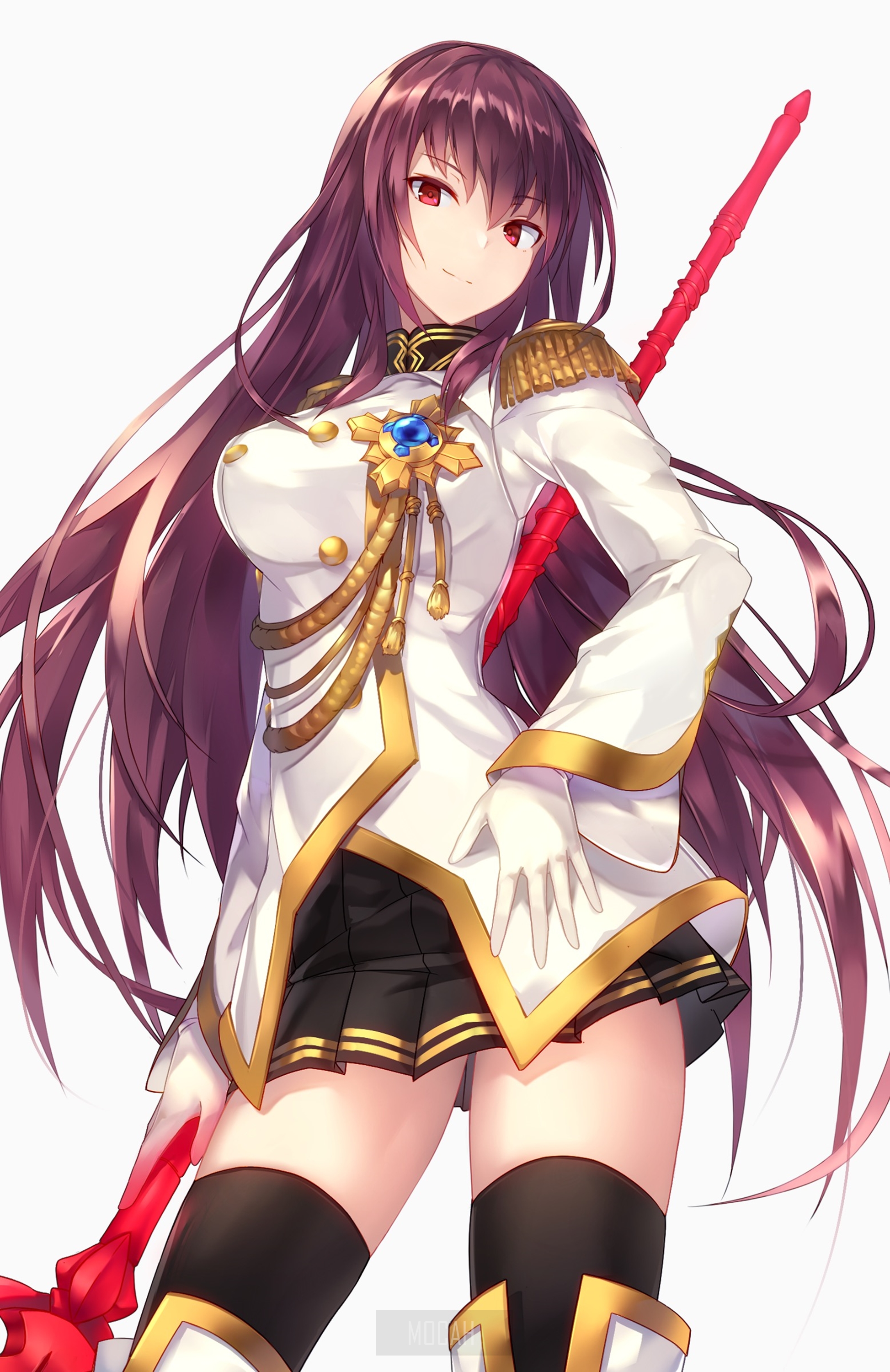 Scathach in White Military Jacket from Fate/Grand Order HD Phone Wallpaper