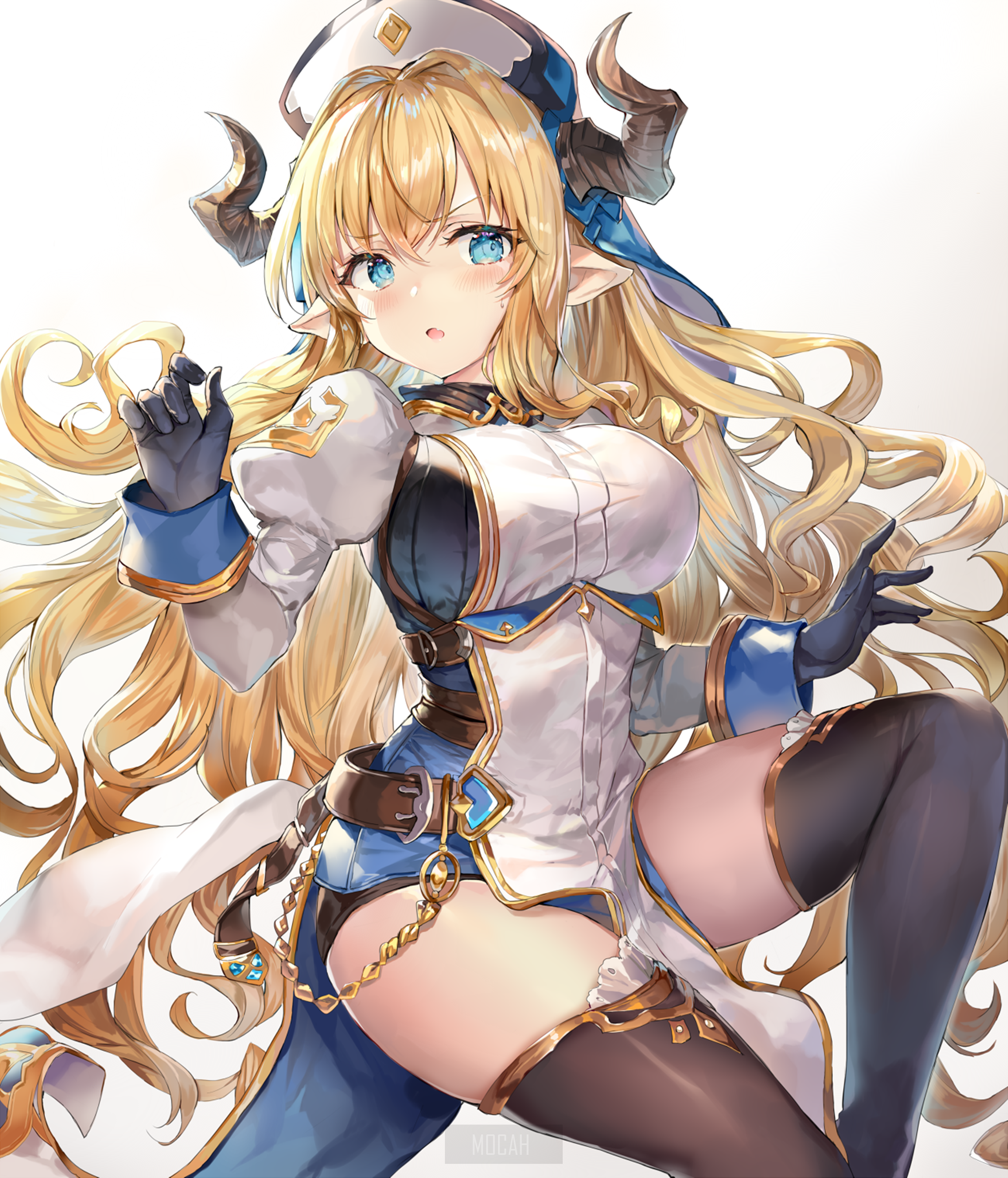 Anime girl with blonde hair and blue eyes from Granblue Fantasy HD Phone Wallpaper