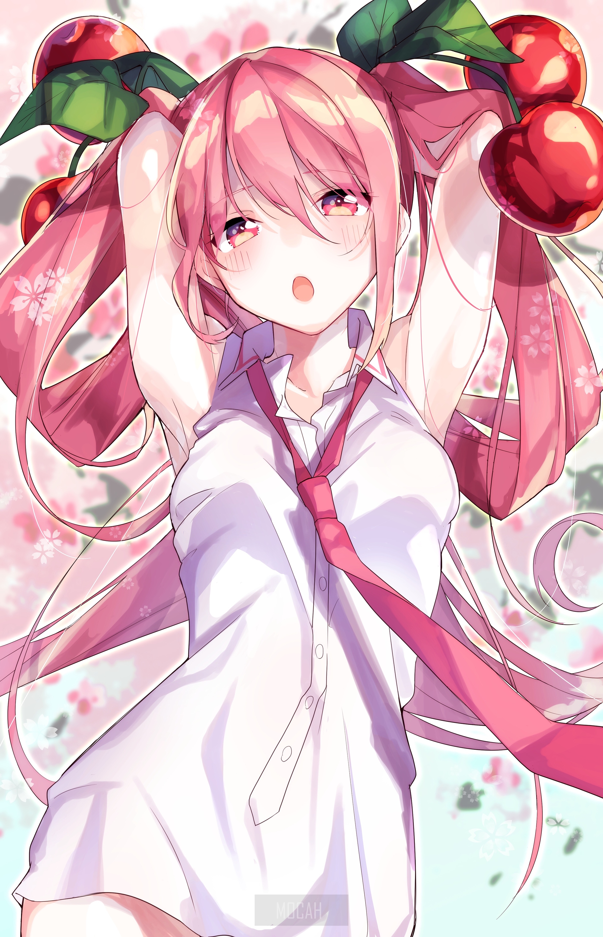 Sakura Miku with Cherry Hair Accessories HD Phone Wallpaper