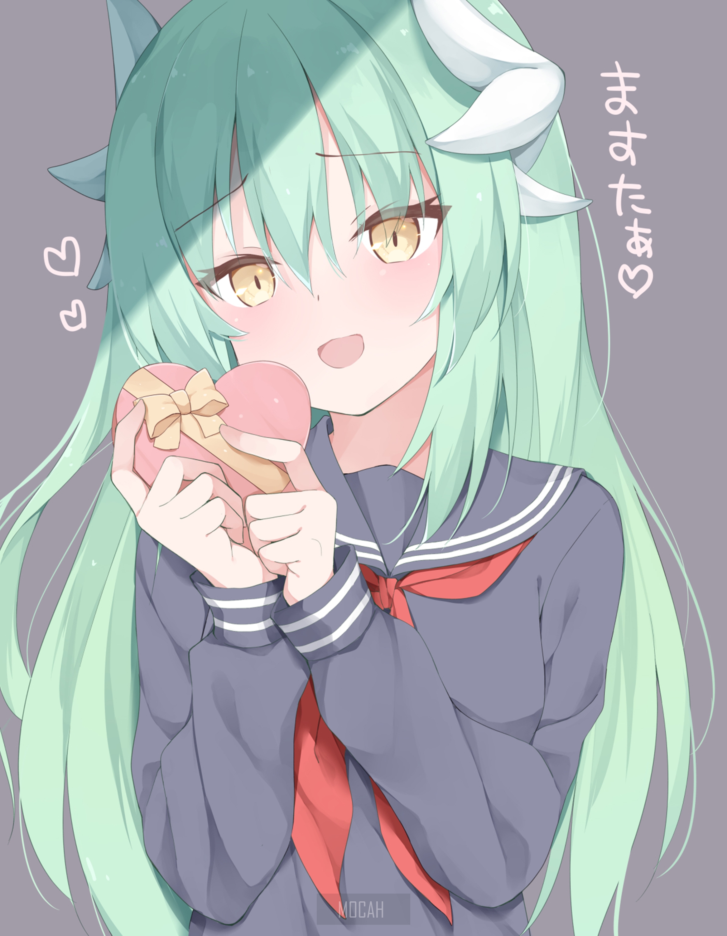 Kiyohime from Fate/Grand Order holding a heart-shaped chocolate HD Phone Wallpaper