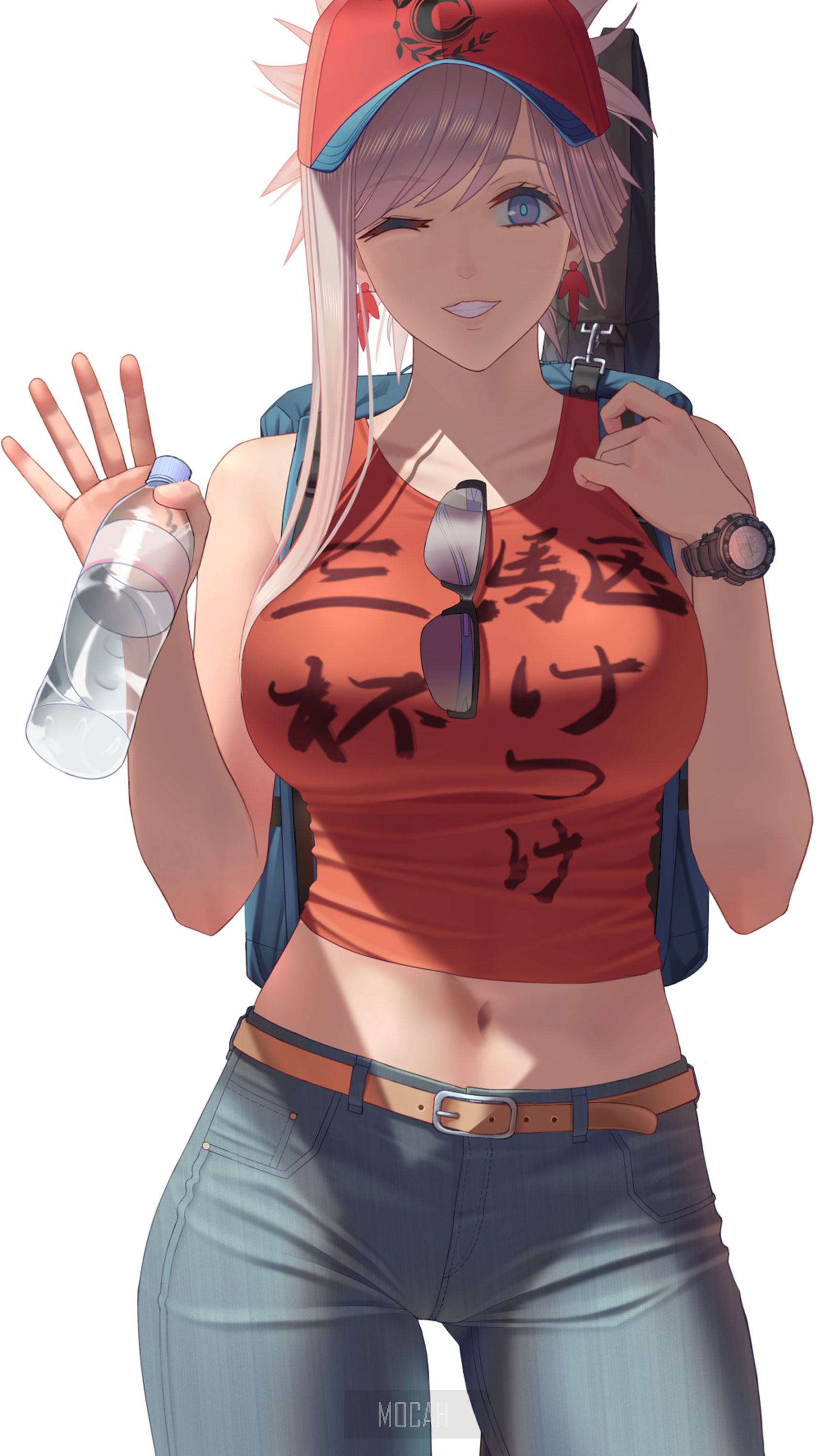 Miyamoto Musashi from Fate/Grand Order with water bottle HD Phone Wallpaper
