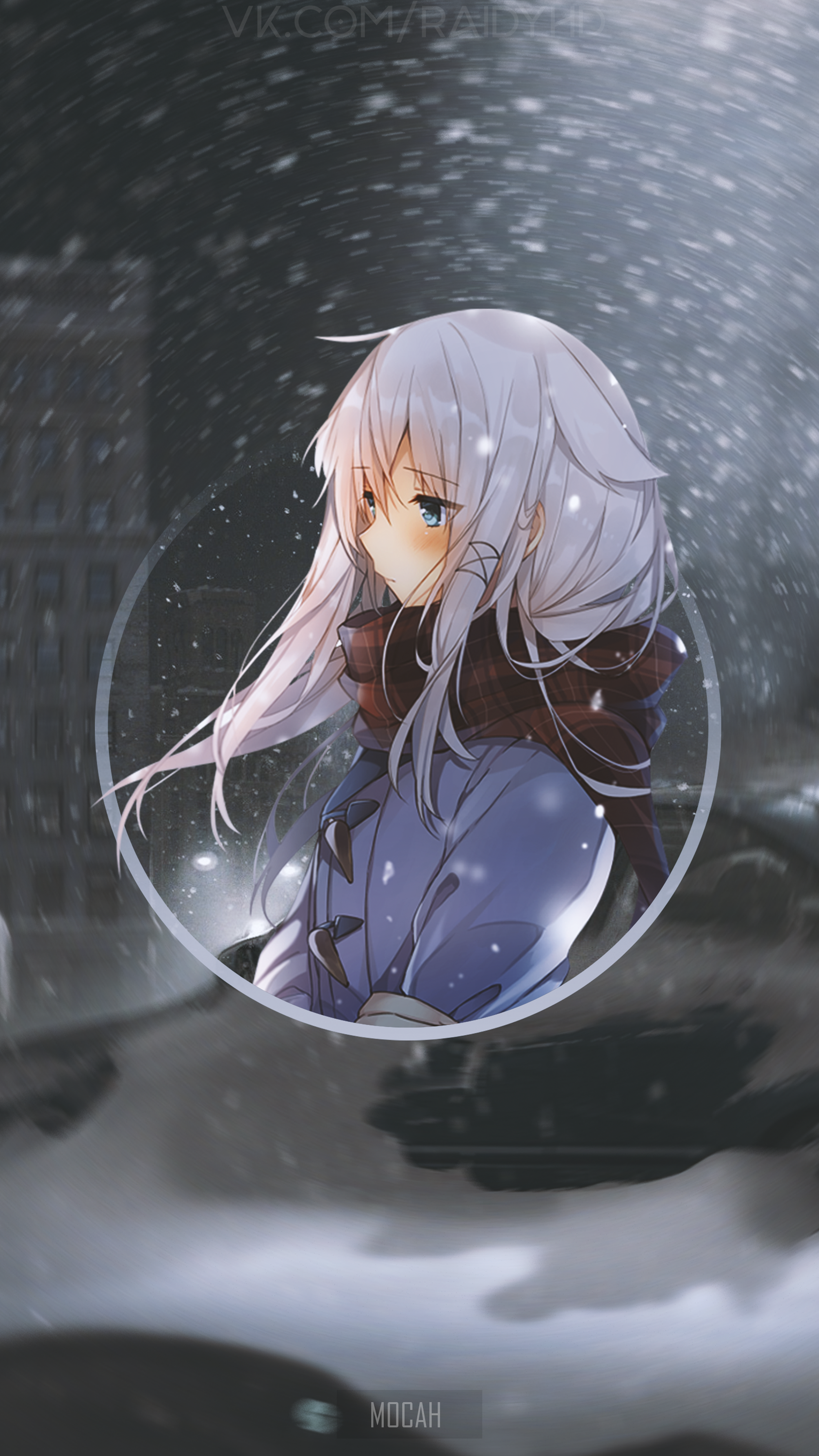 Anime girl in snow HD Phone Wallpaper