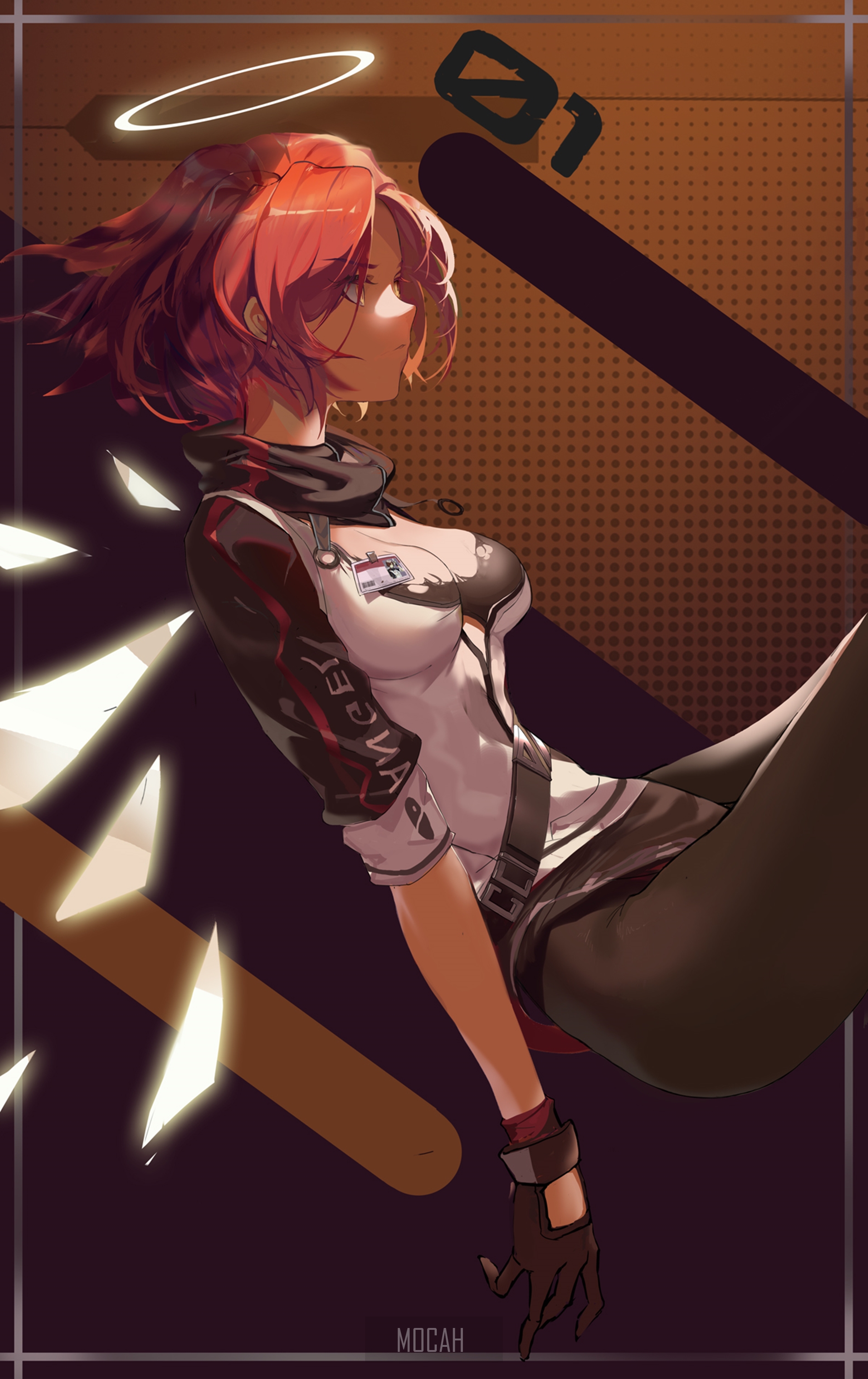 Exusiai from Arknights with halo and wings HD Phone Wallpaper
