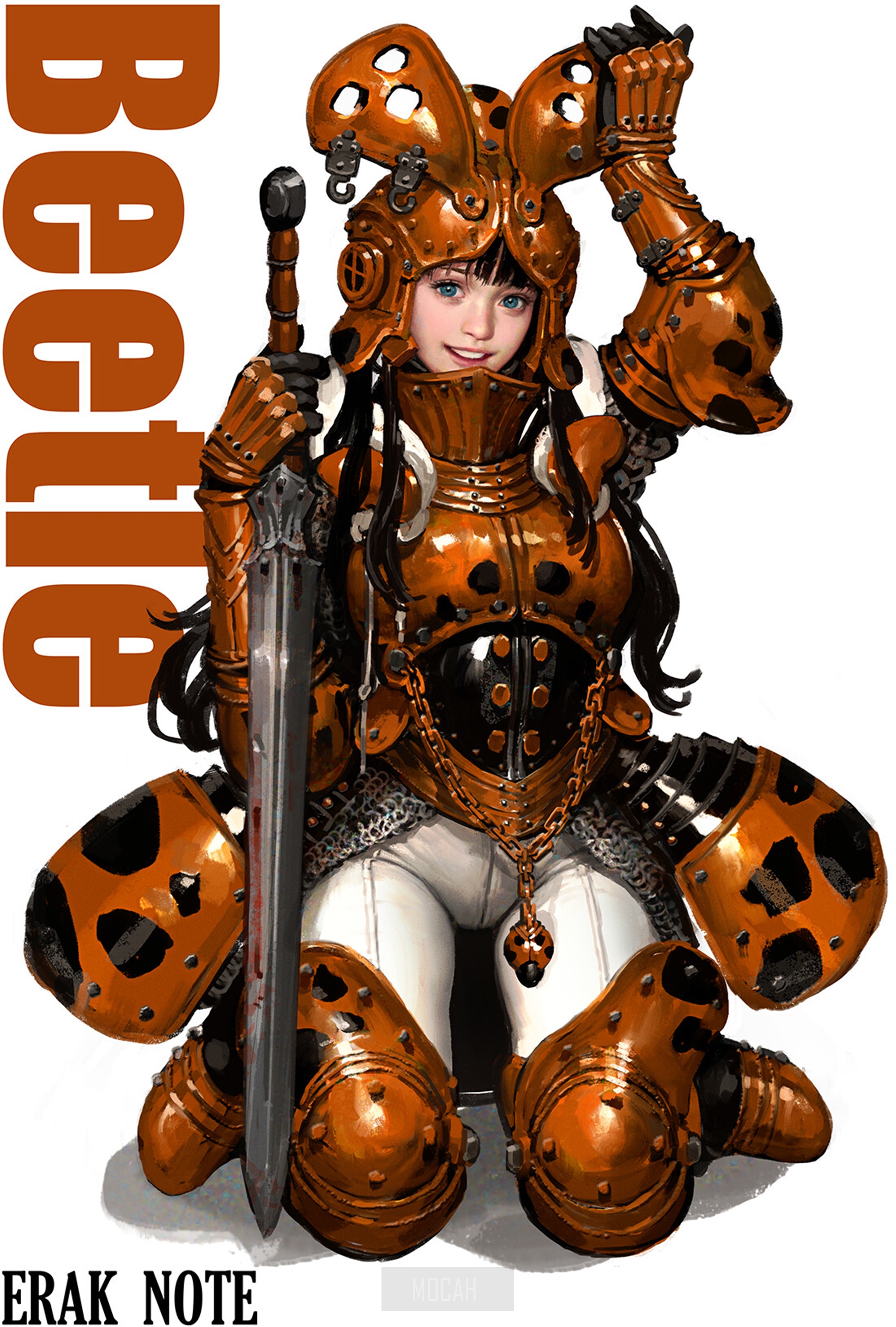 Beetle Girl Knight with Sword HD Phone Wallpaper