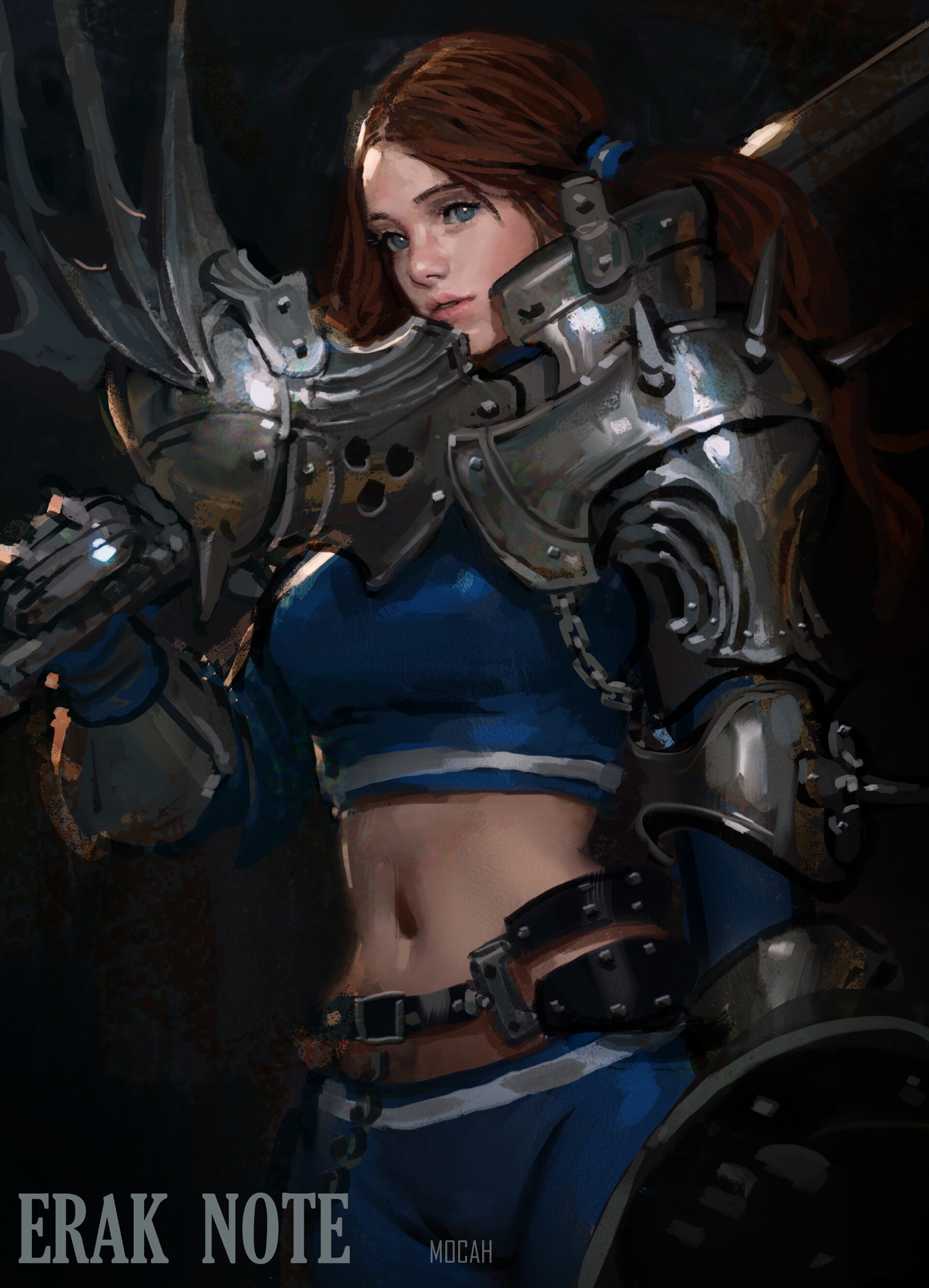 Anime girl in fantasy armor with sword HD Phone Wallpaper