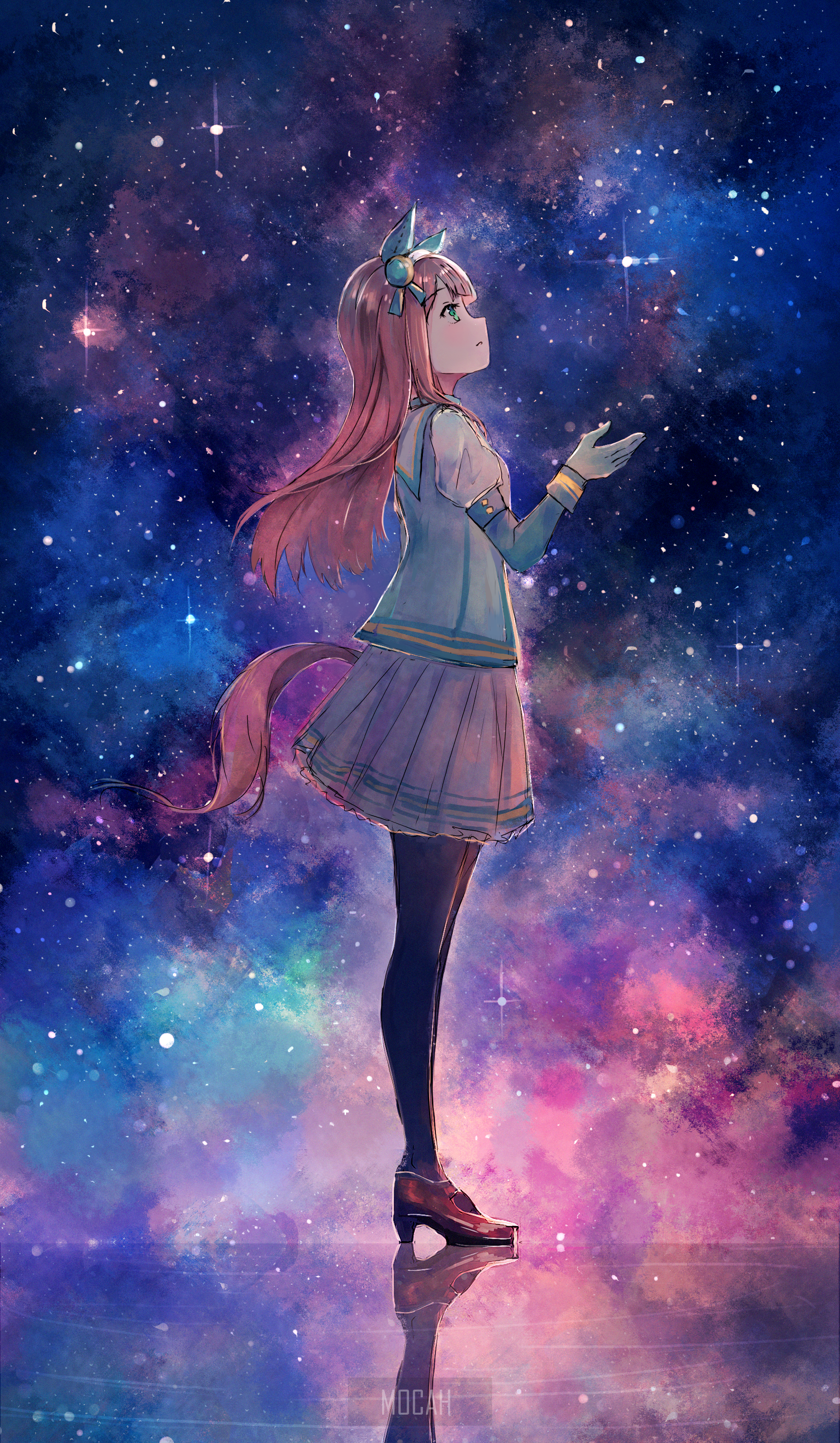 Silence Suzuka from Uma Musume Pretty Derby in Space HD Phone Wallpaper