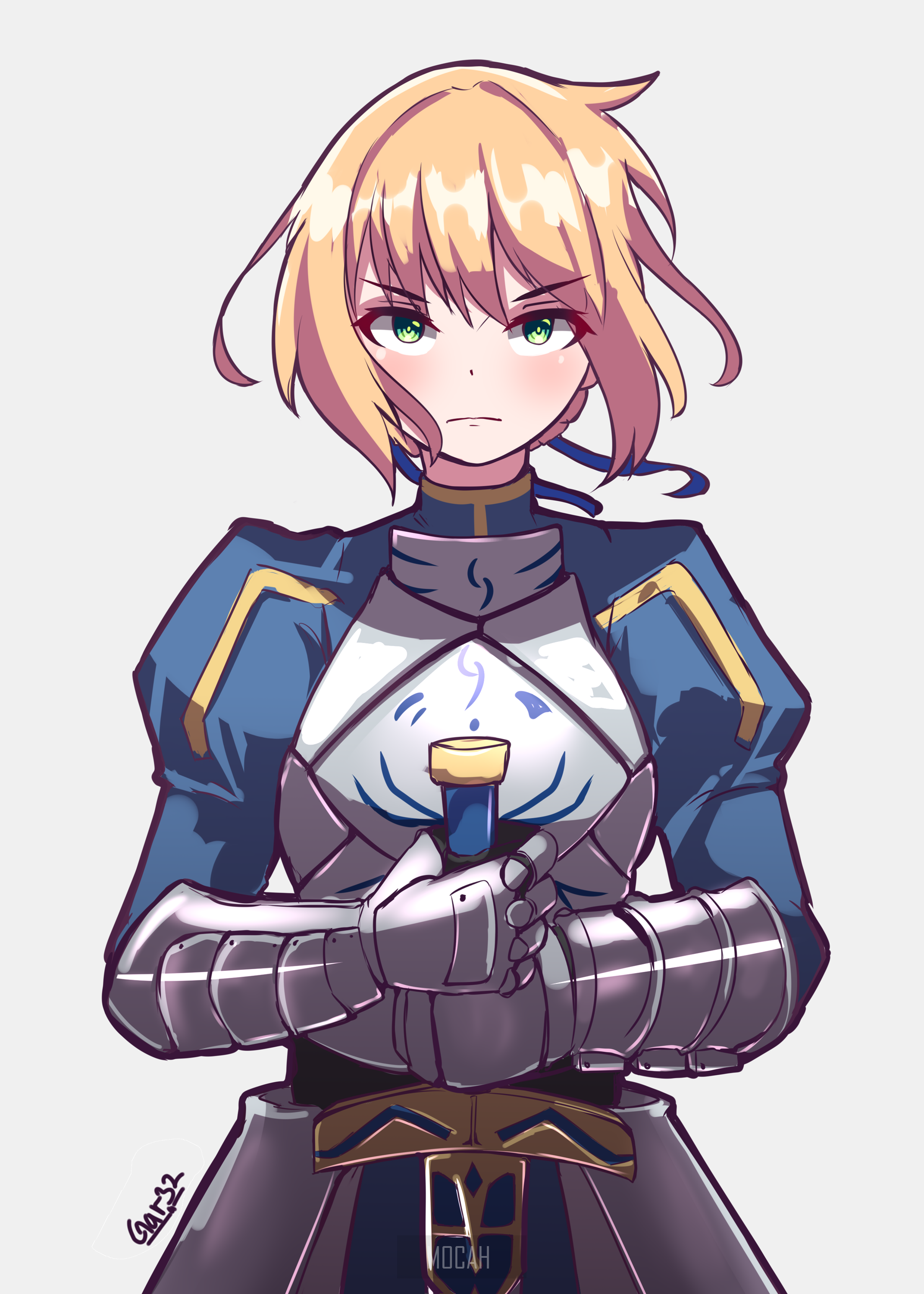 Saber from Fate/Stay Night holding a sword HD Phone Wallpaper