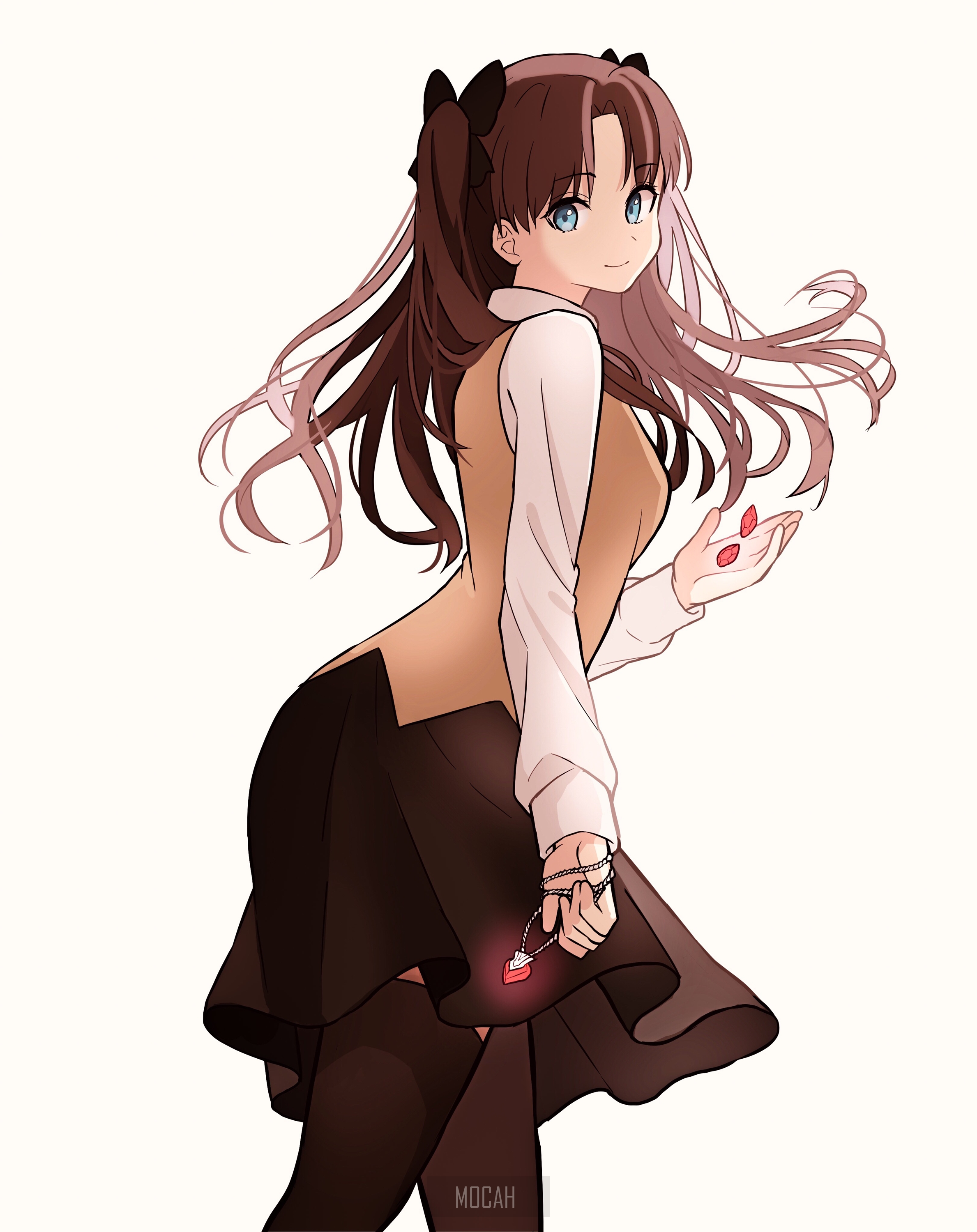Tohsaka Rin from Fate/Stay Night anime HD Phone Wallpaper