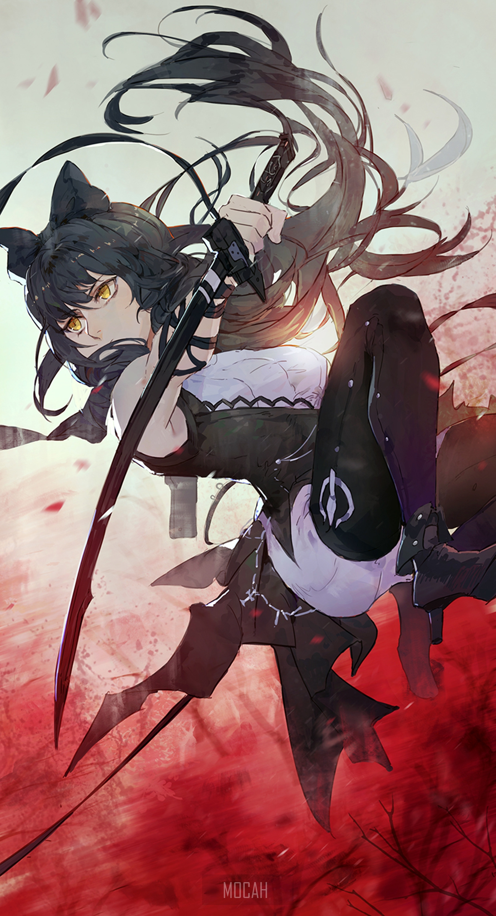 Blake Belladonna from RWBY holding a sword HD Phone Wallpaper