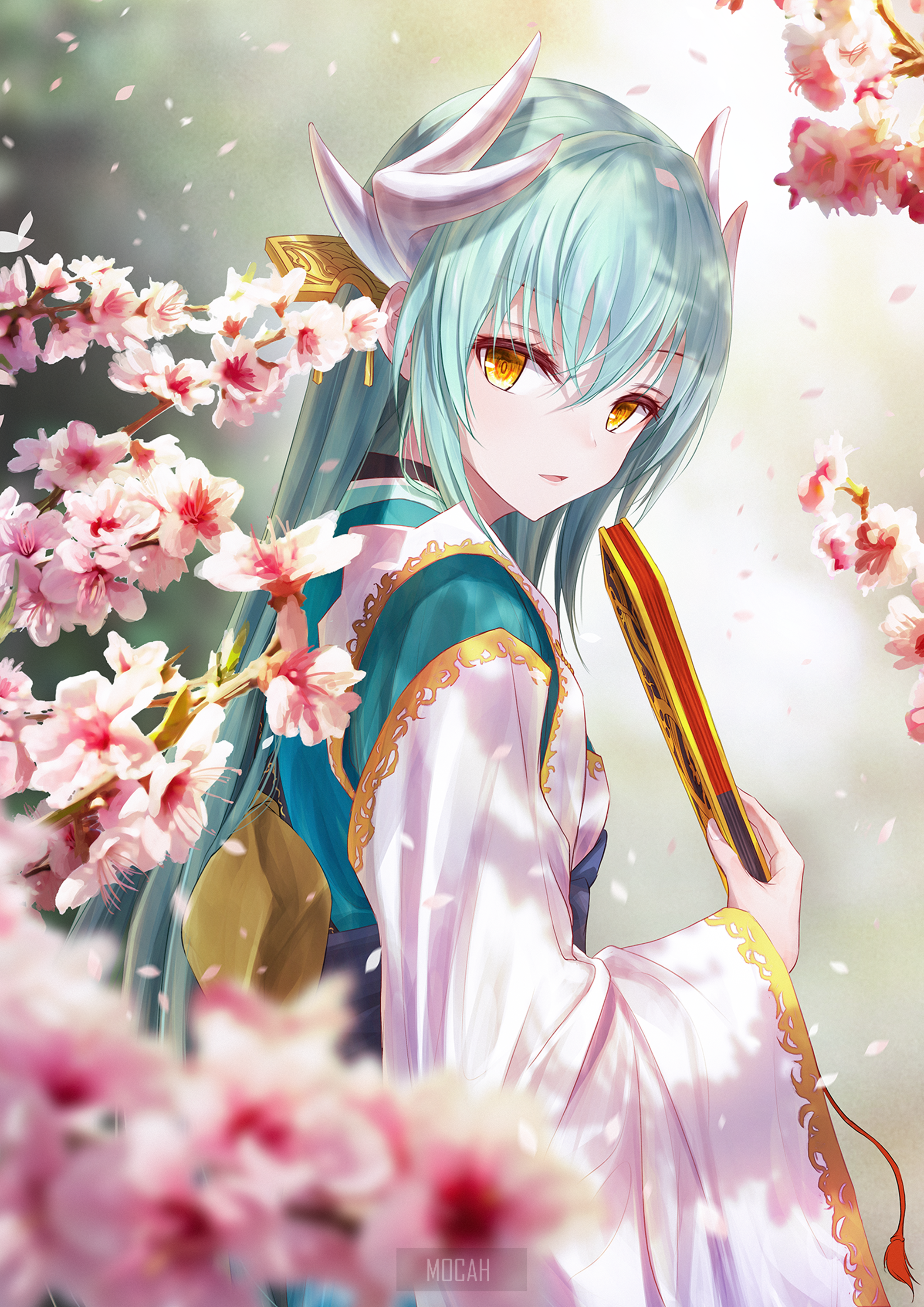 Kiyohime from Fate/Grand Order Amid Cherry Blossoms HD Phone Wallpaper