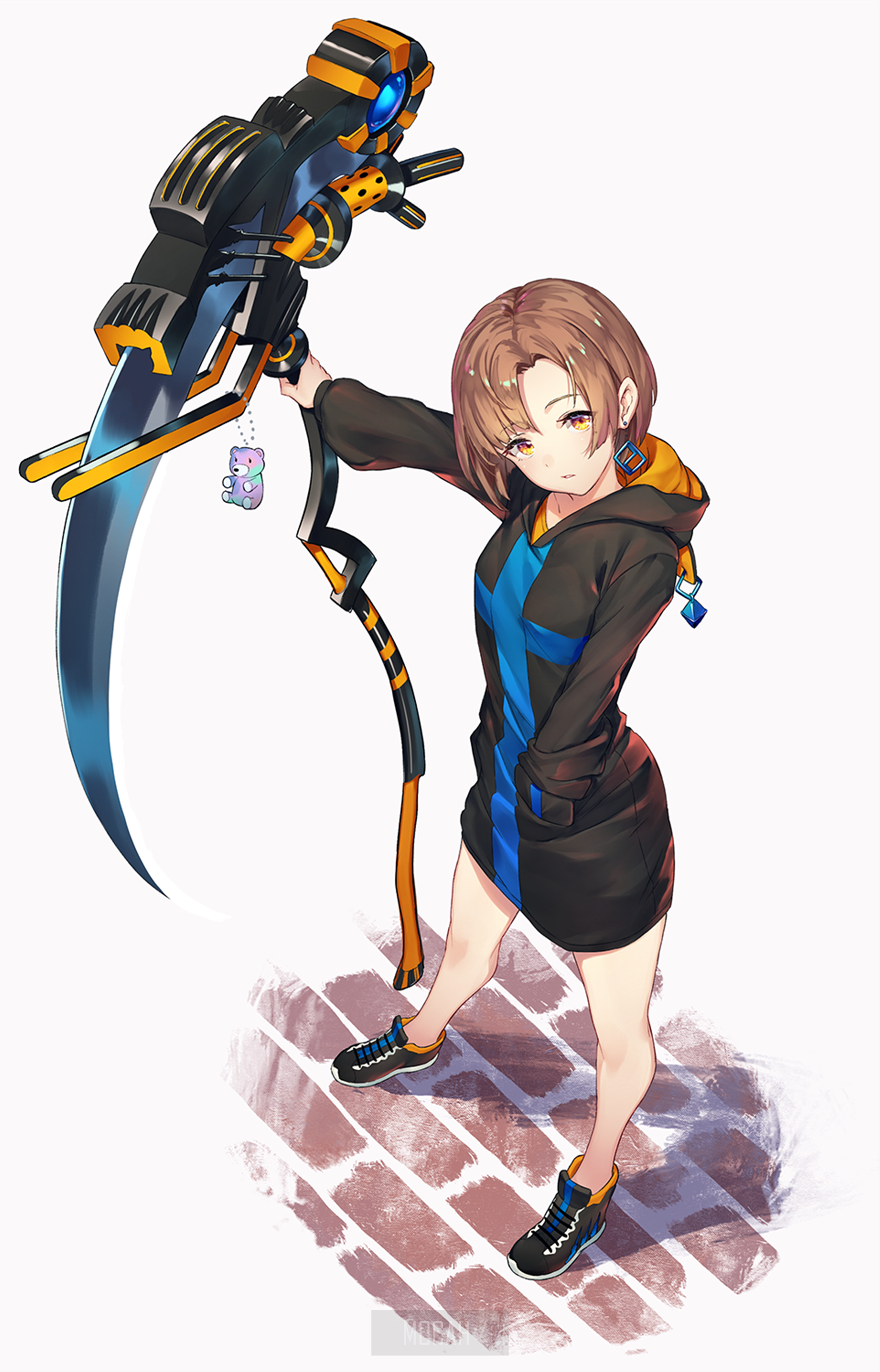 Anime girl with a large weapon HD Phone Wallpaper