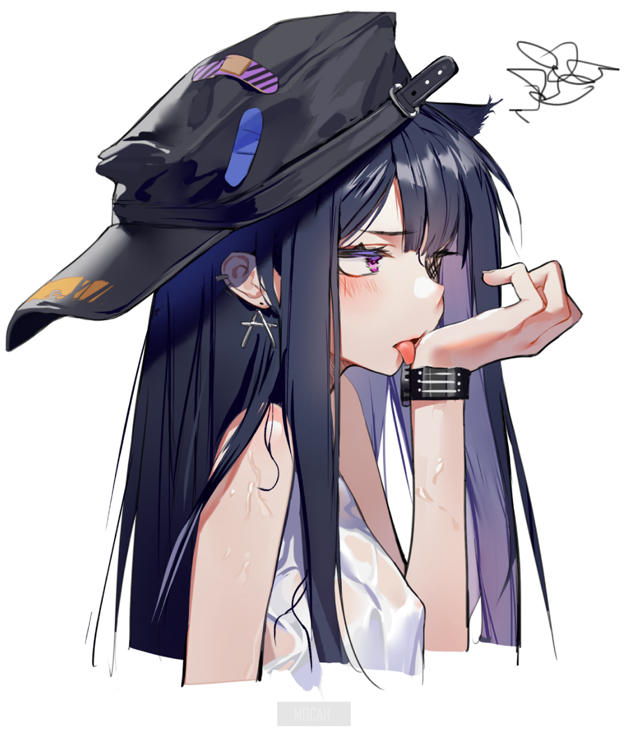 Anime girl with cat ears and a cap HD Phone Wallpaper