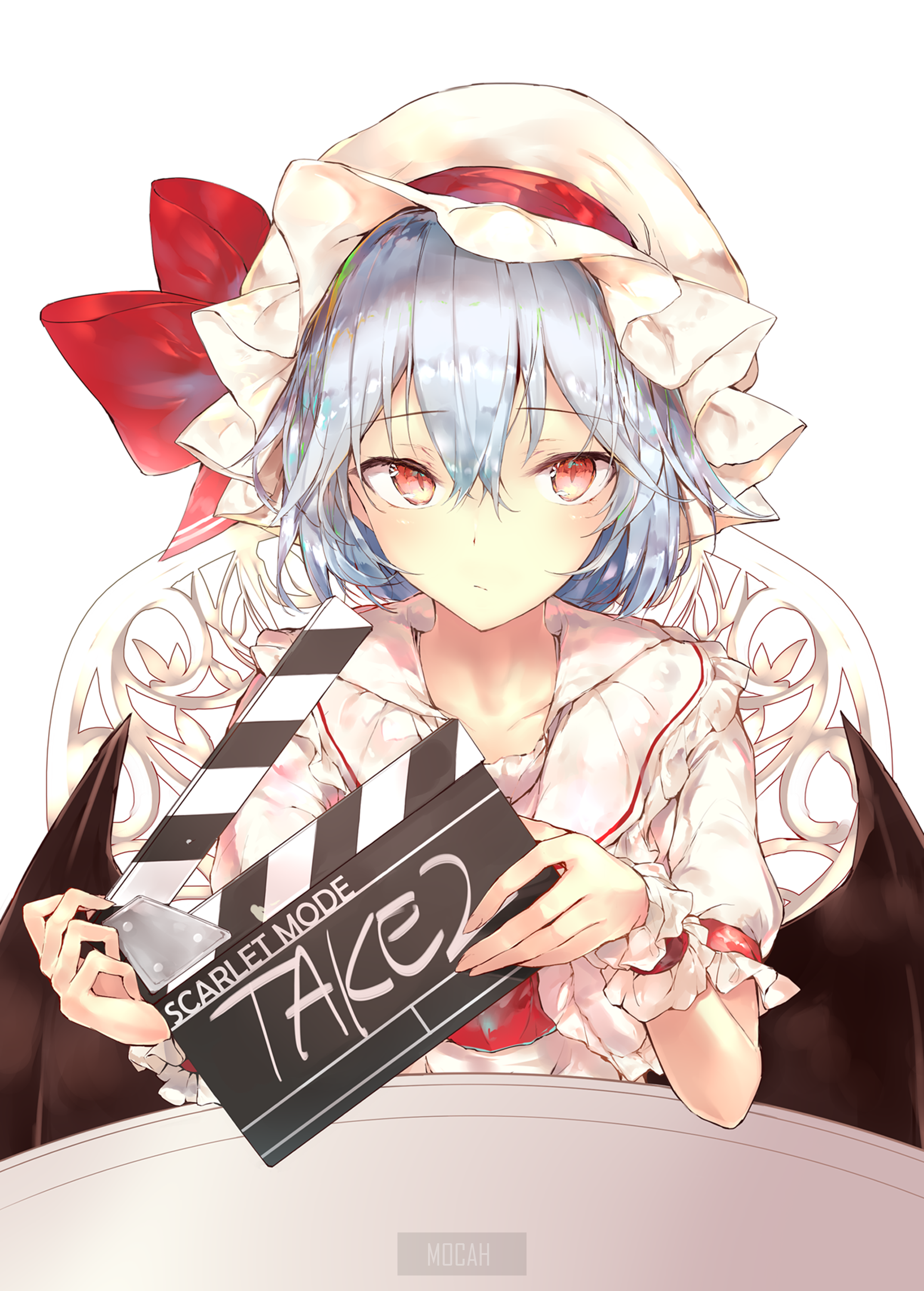 Remilia Scarlet from Touhou holding a clapperboard HD Phone Wallpaper