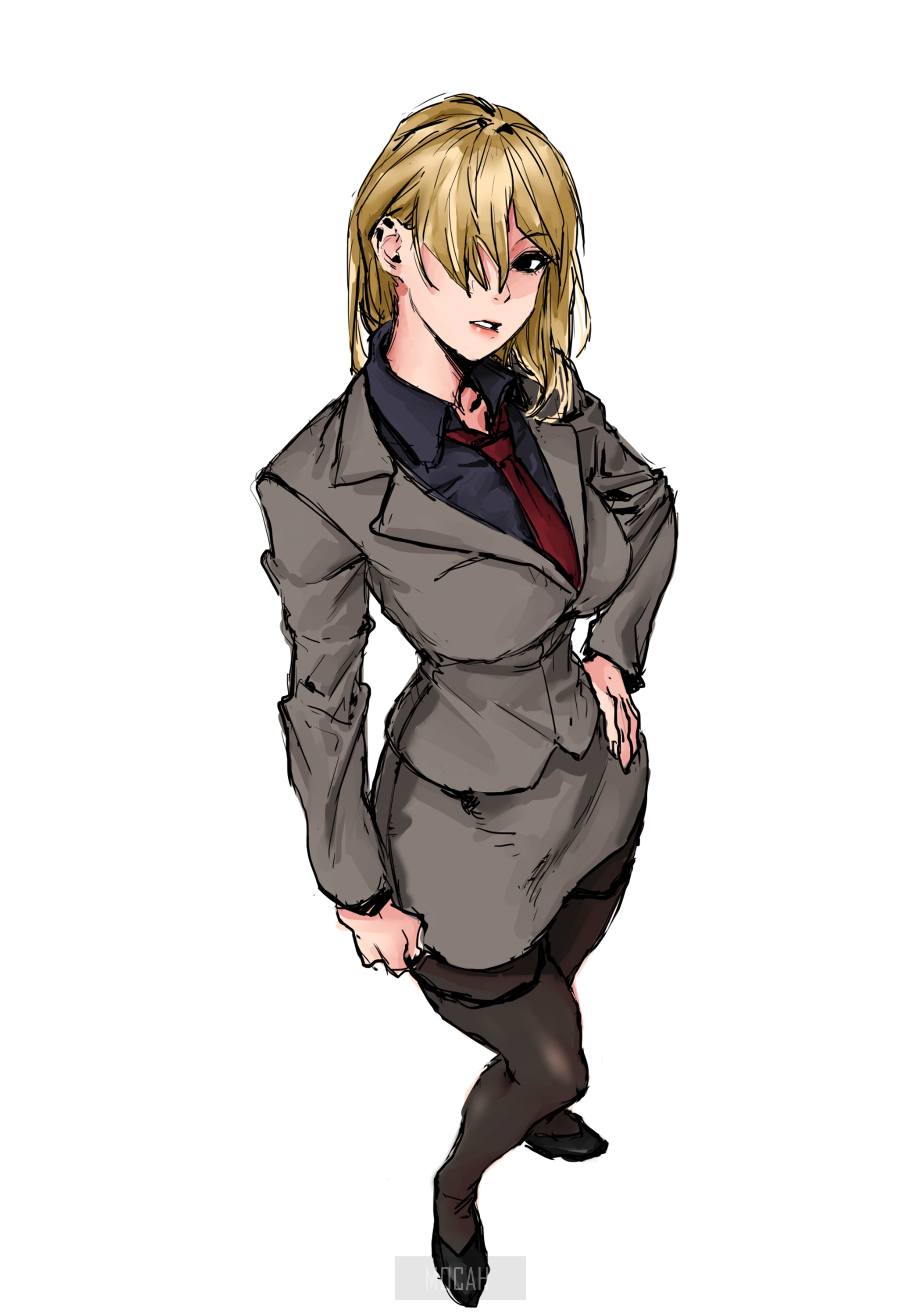 Anime girl in business attire HD Phone Wallpaper