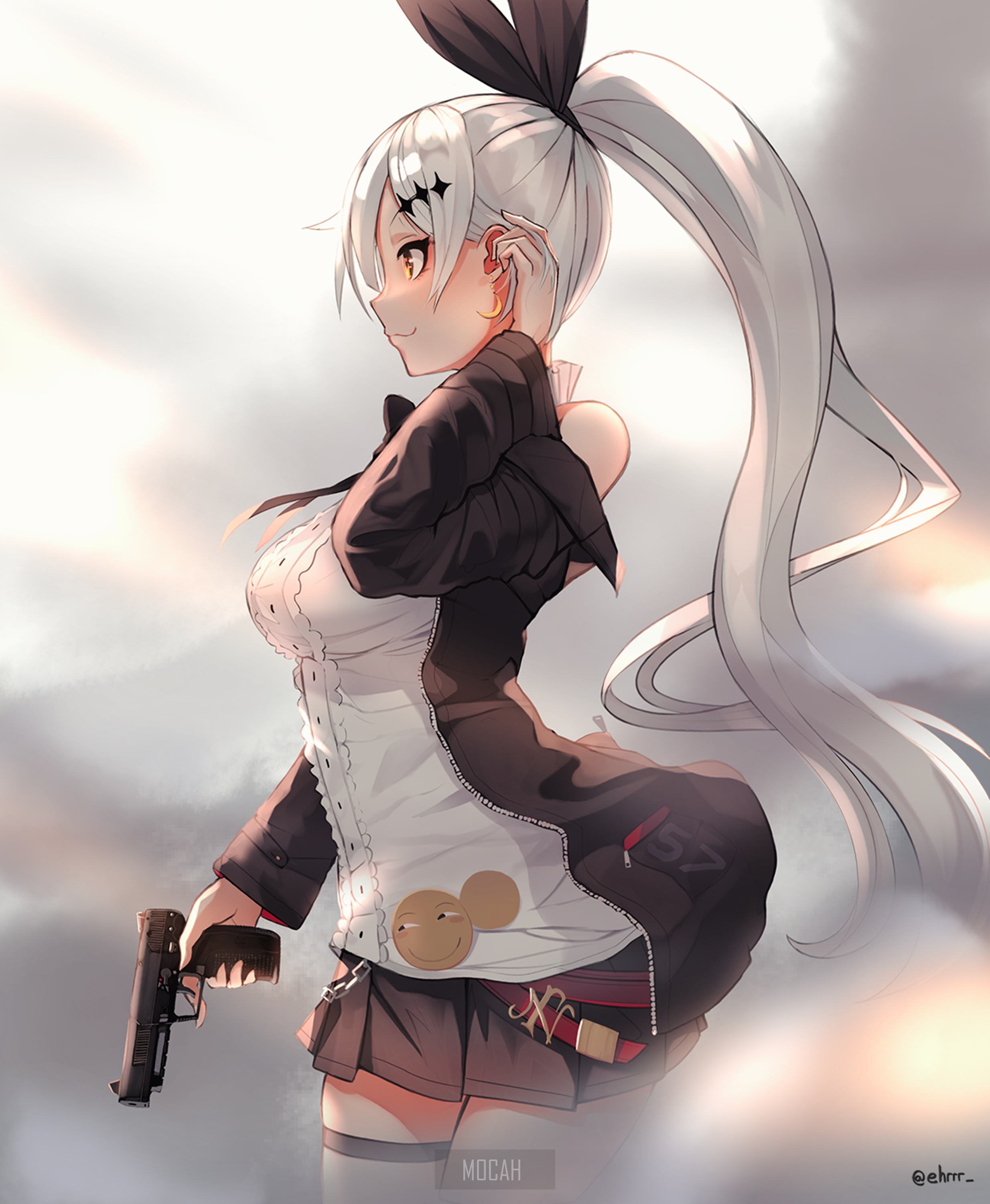 Anime girl with white hair and gun from Girls Frontline HD Phone Wallpaper