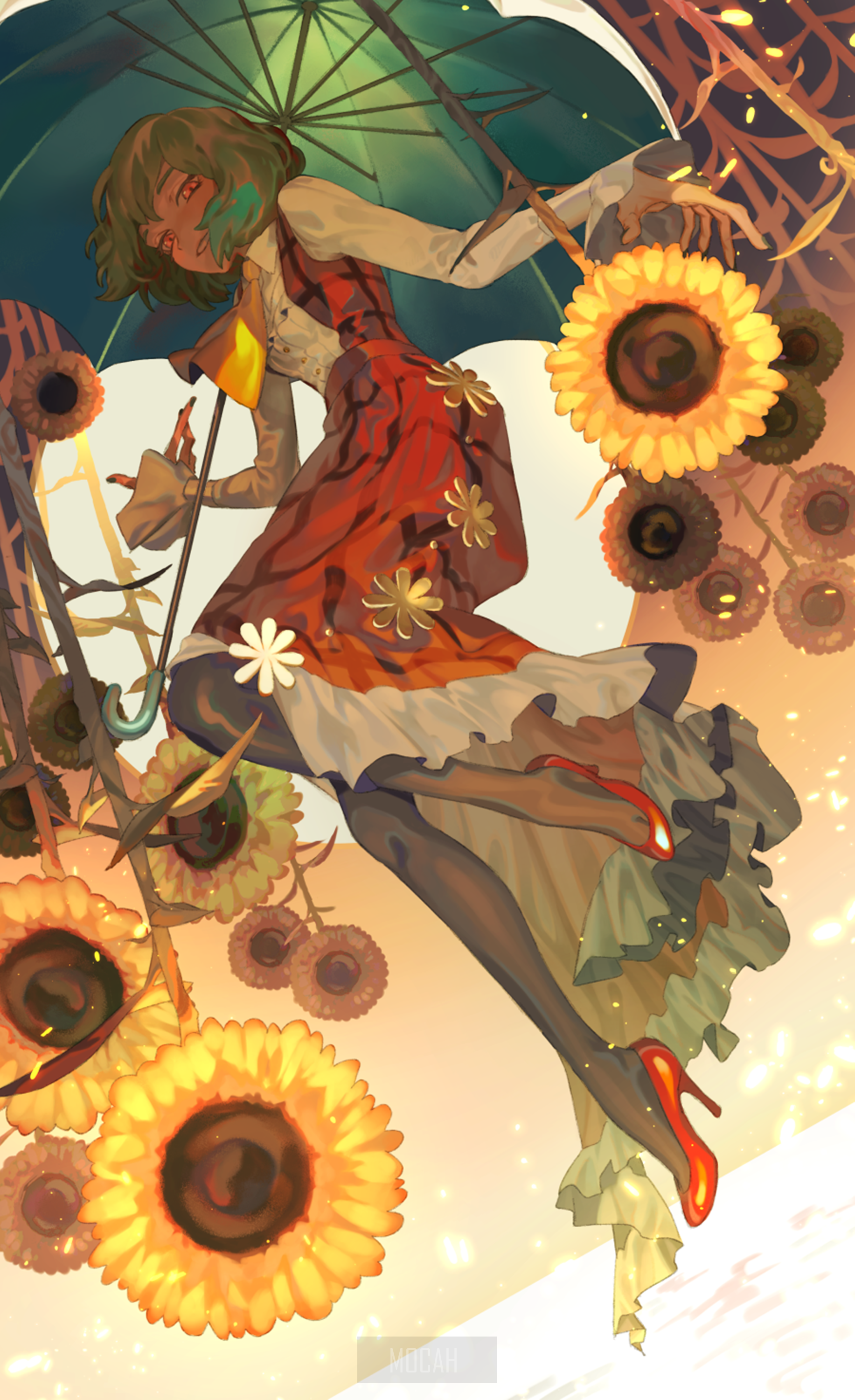 Kazami Yuuka from Touhou with sunflowers HD Phone Wallpaper