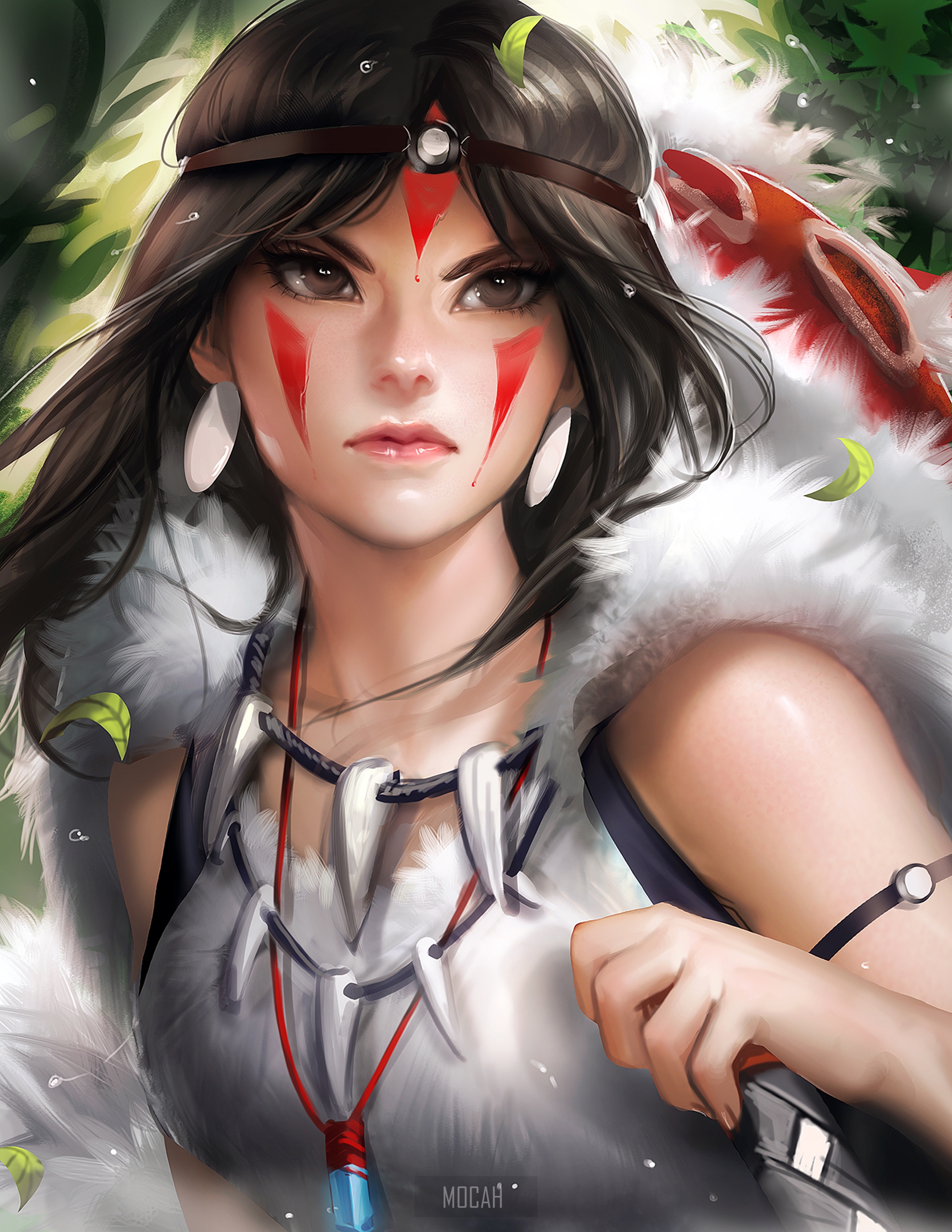 Princess Mononoke from Studio Ghibli fan art HD Phone Wallpaper