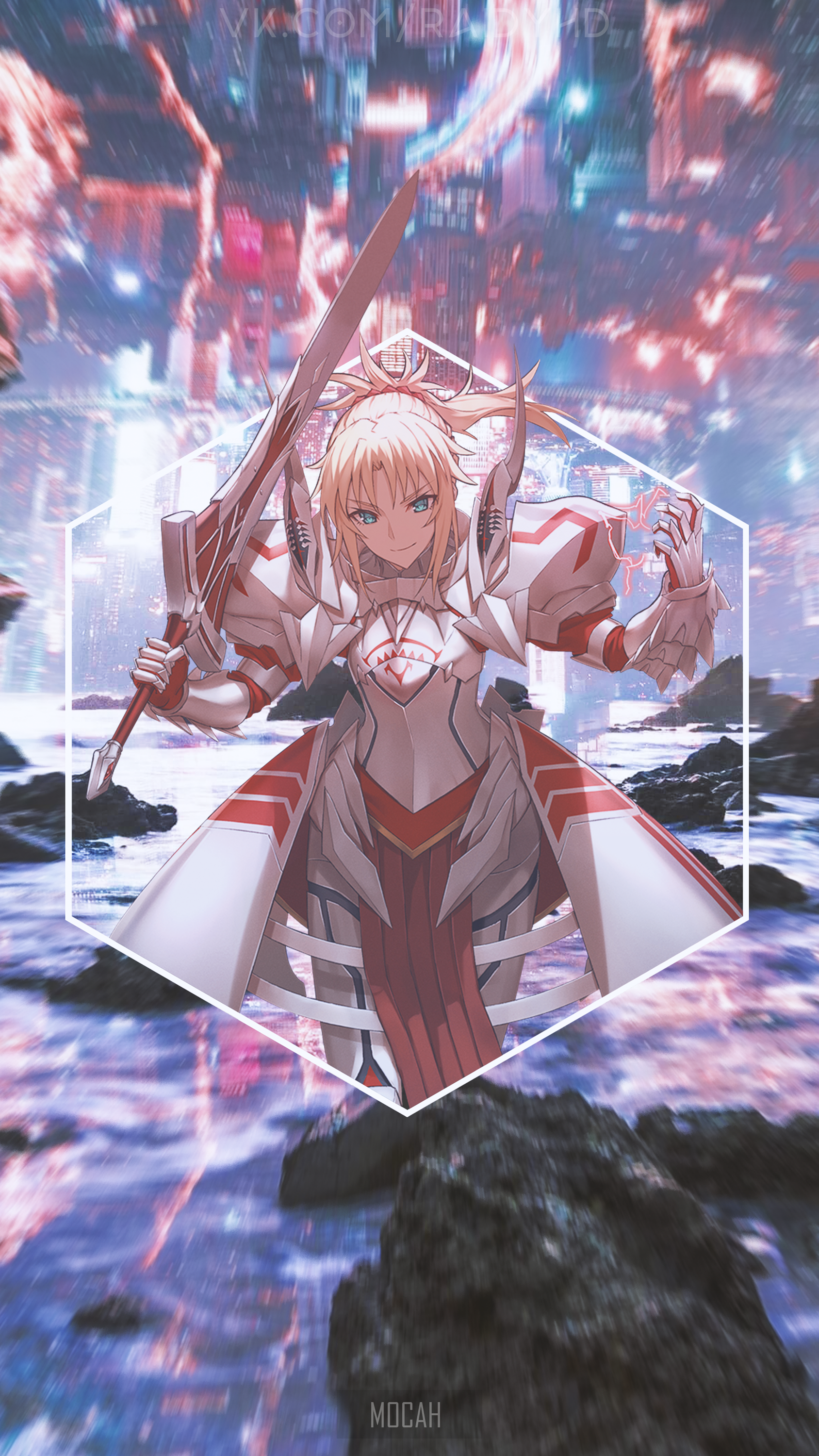 Mordred from Fate/Apocrypha in armor with sword HD Phone Wallpaper