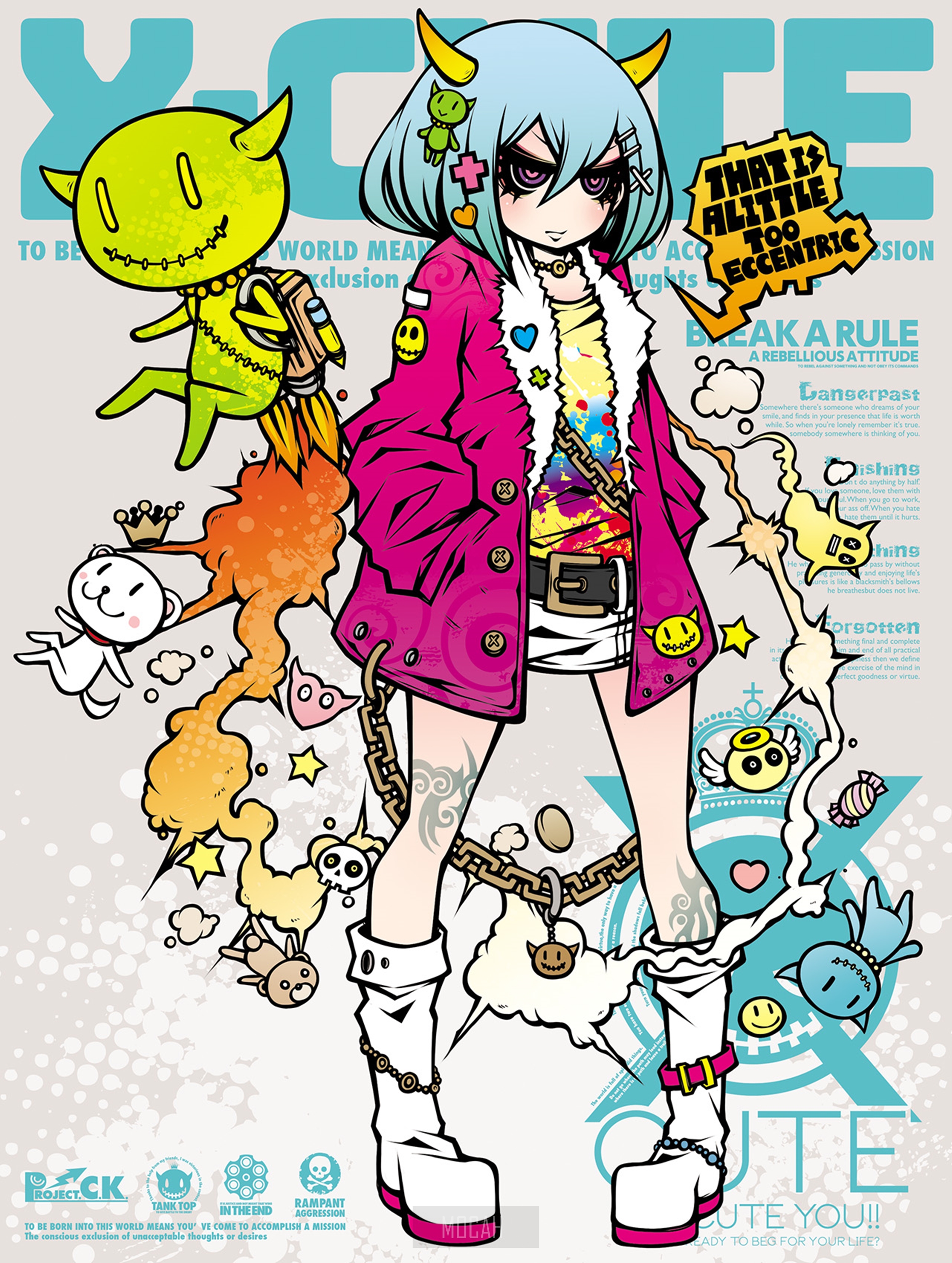 Project.C.K. Original Character with Green Creature HD Phone Wallpaper