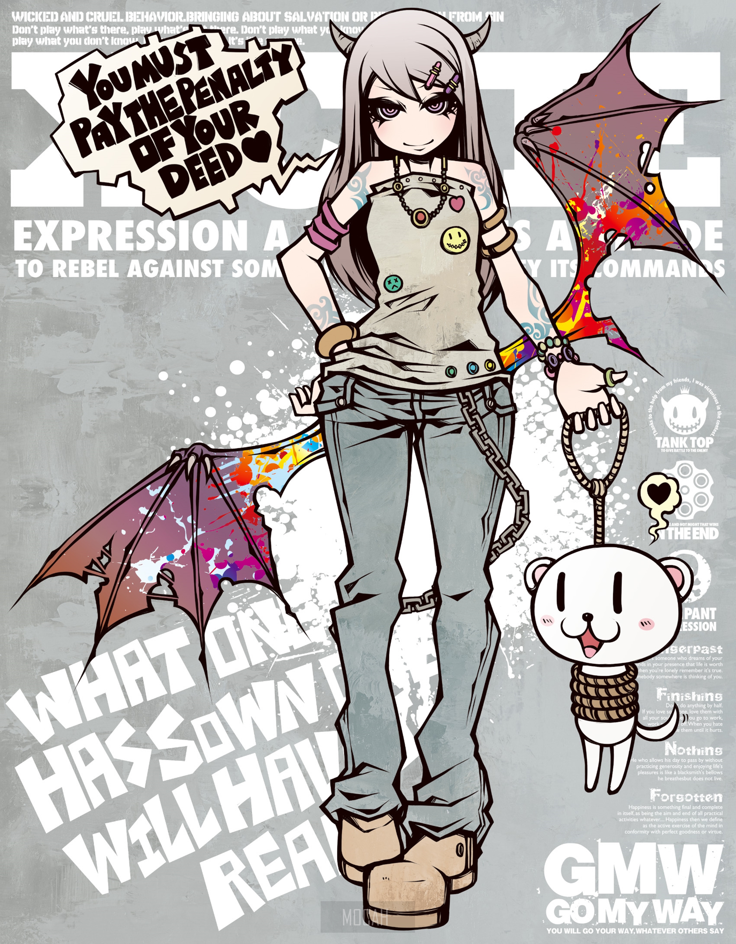Anime girl with horns and wings, Project.C.K. HD Phone Wallpaper