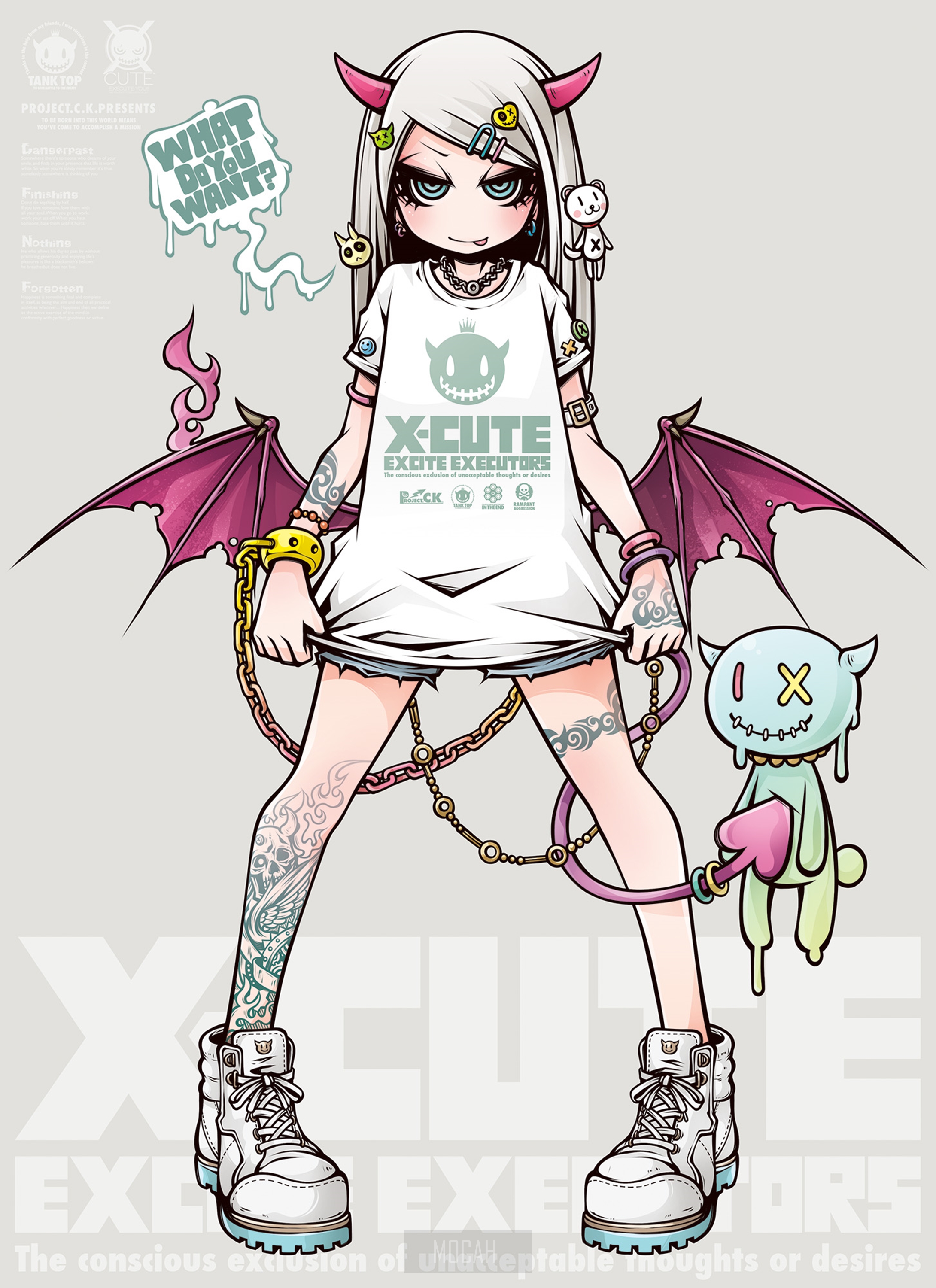 Anime girl with horns and wings, X-CUTE HD Phone Wallpaper