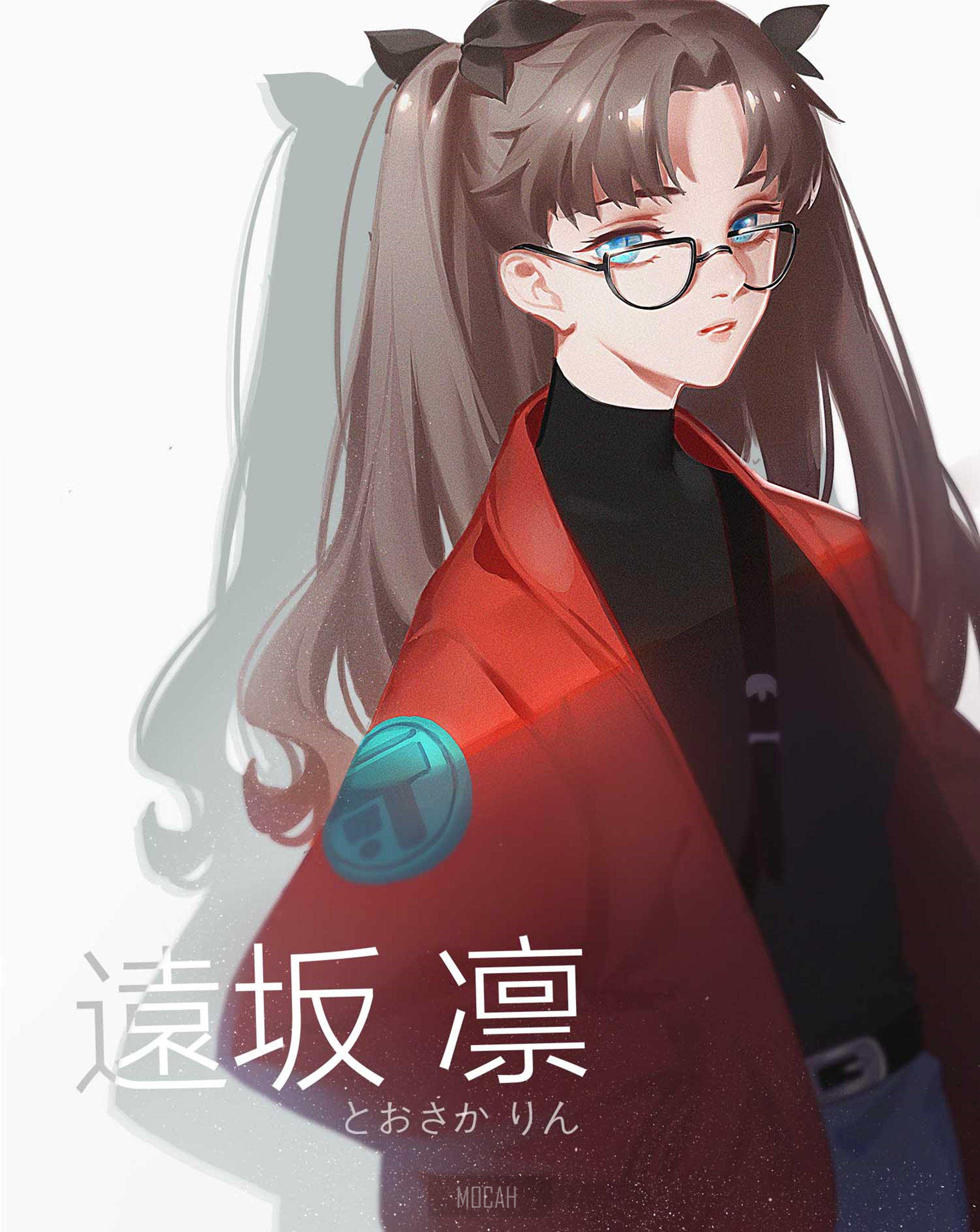 Tohsaka Rin from Fate/Stay Night wearing glasses HD Phone Wallpaper