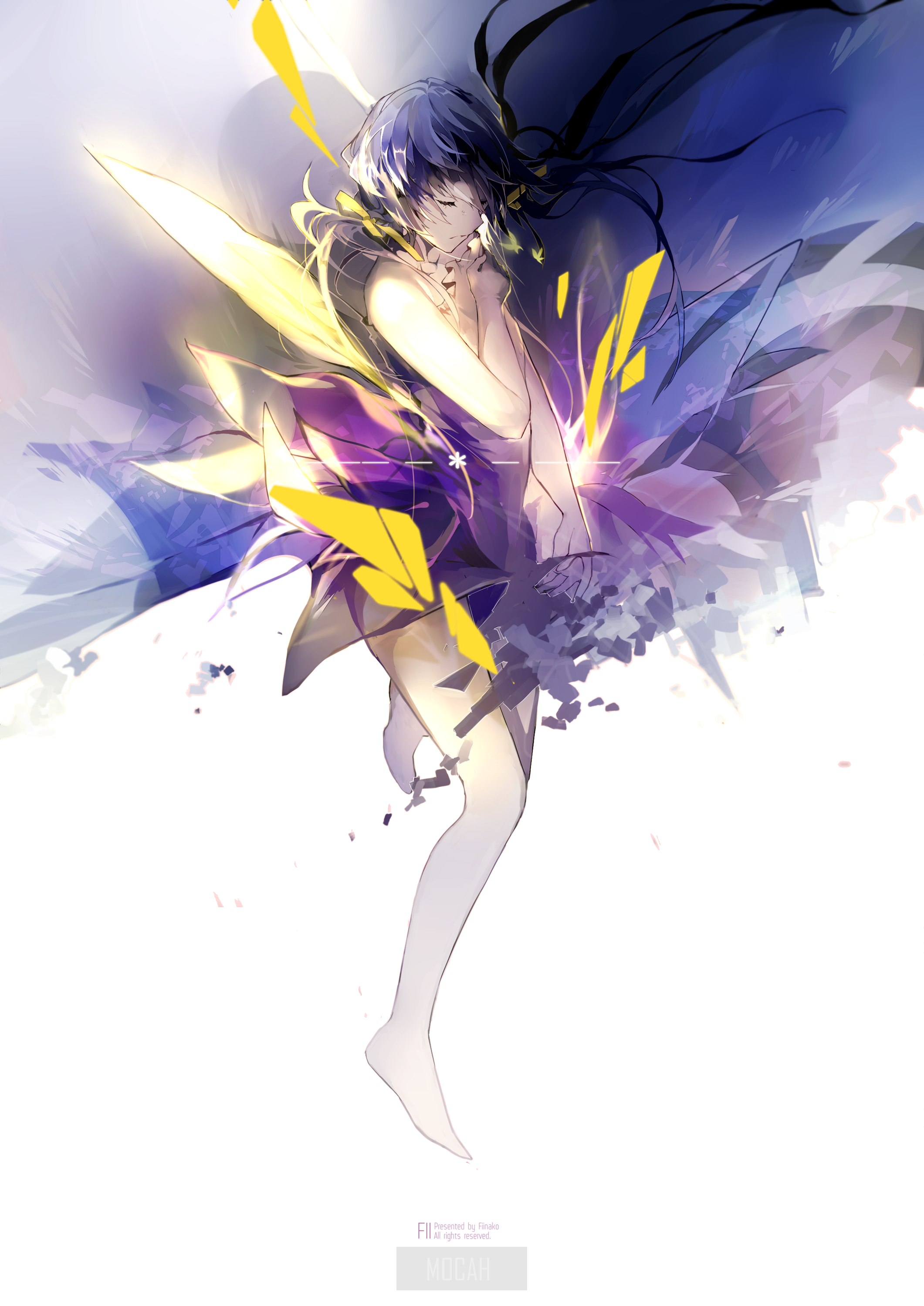 Stardust from Vocaloid with blue hair and closed eyes HD Phone Wallpaper