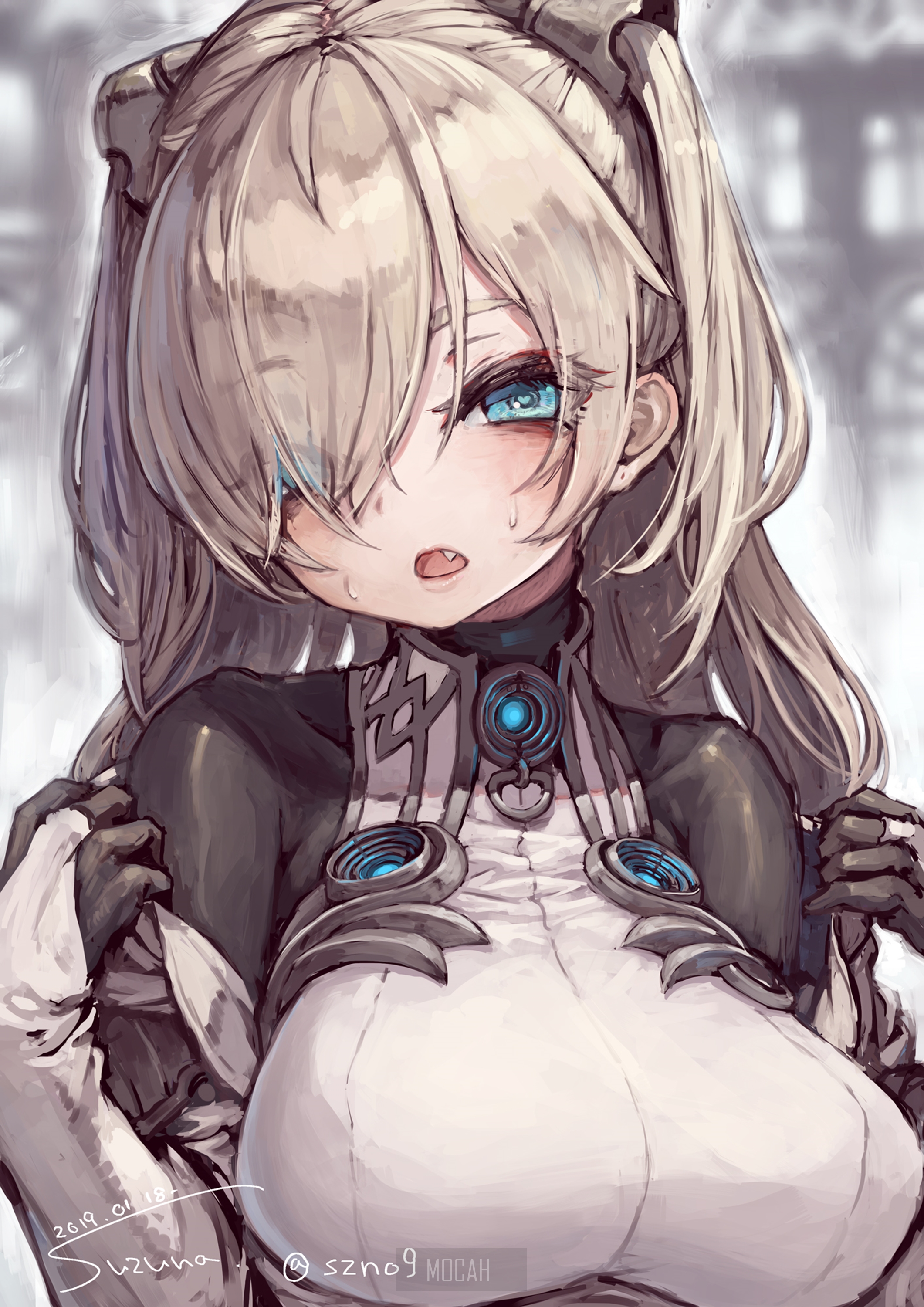 Anime girl with blonde hair and blue eyes HD Phone Wallpaper