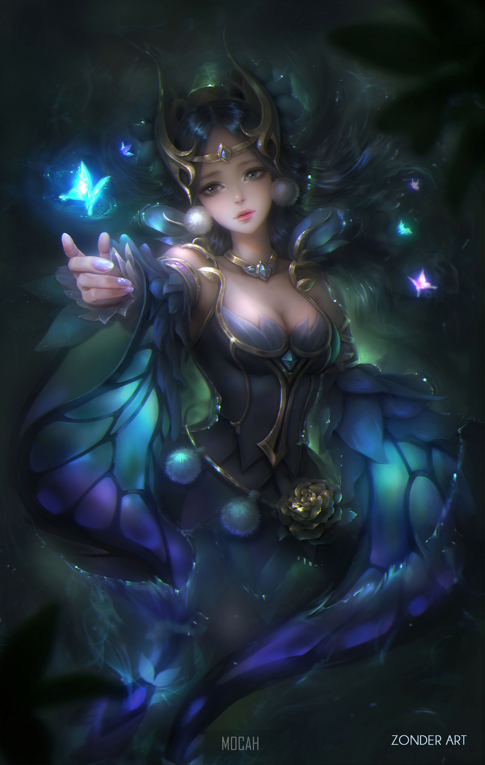 Diao Chan from Zonder Art fantasy illustration HD Phone Wallpaper