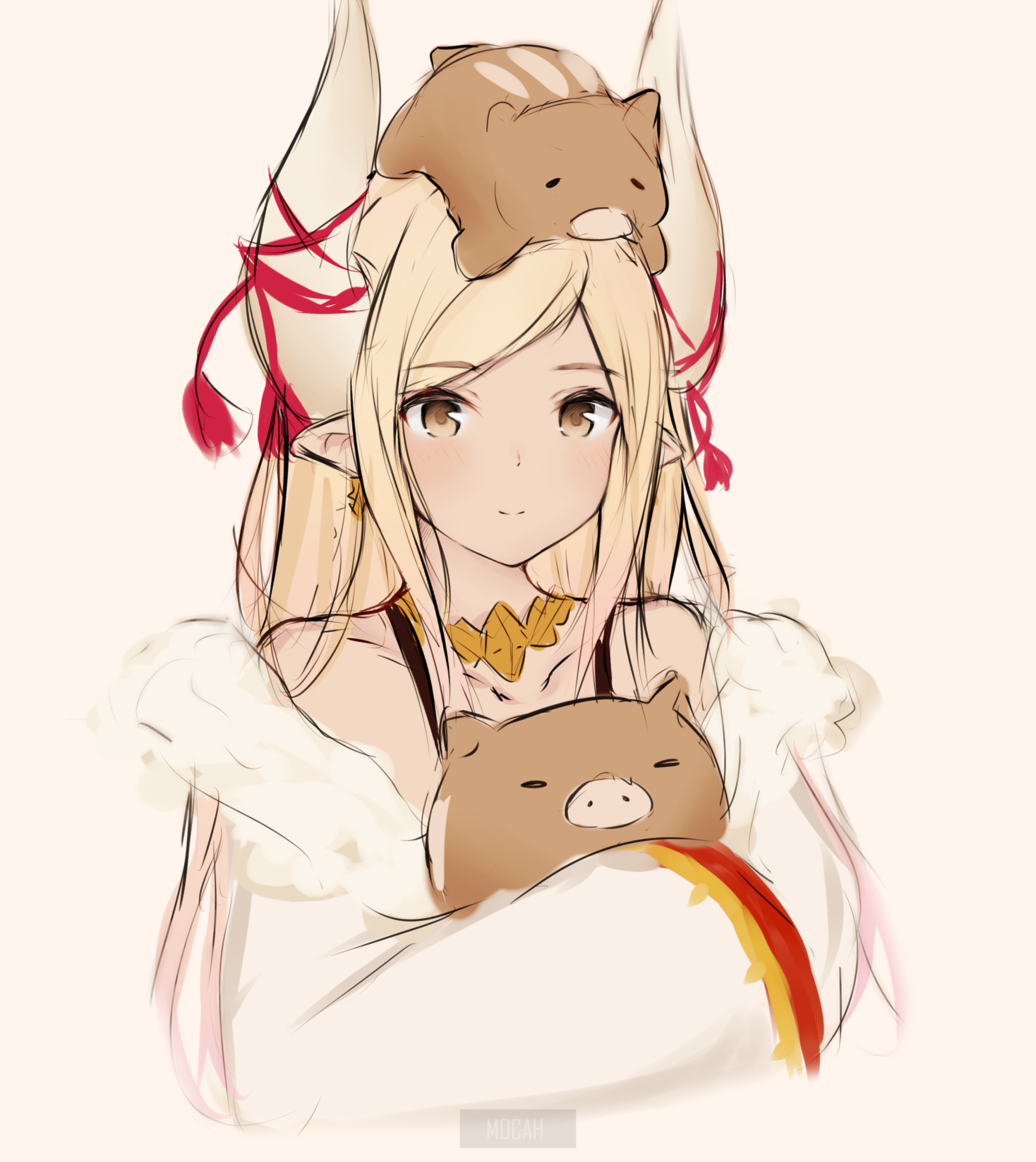 Kubira from Granblue Fantasy with boars HD Phone Wallpaper