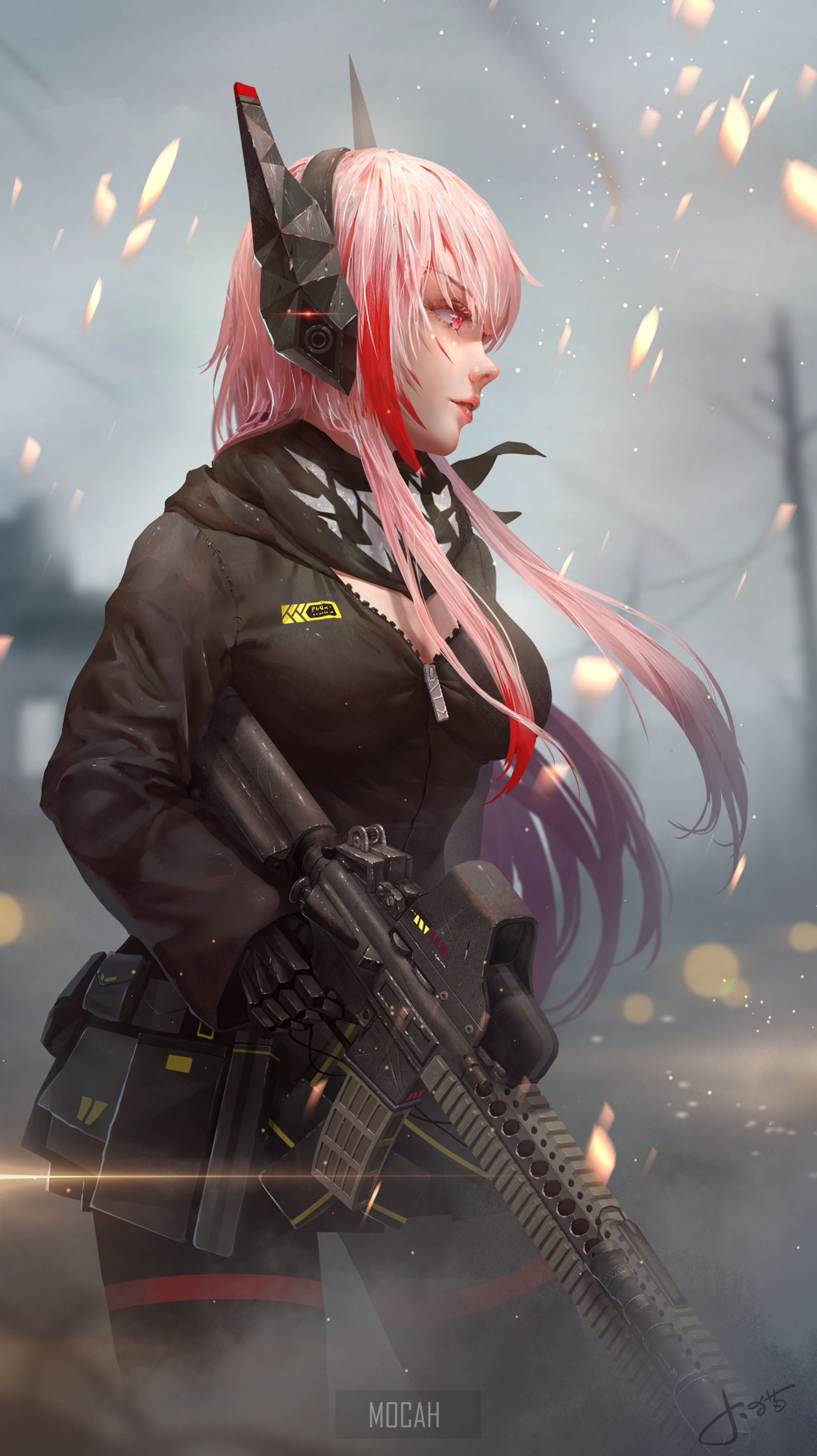 M4 SOPMOD II from Girls Frontline holding a rifle HD Phone Wallpaper