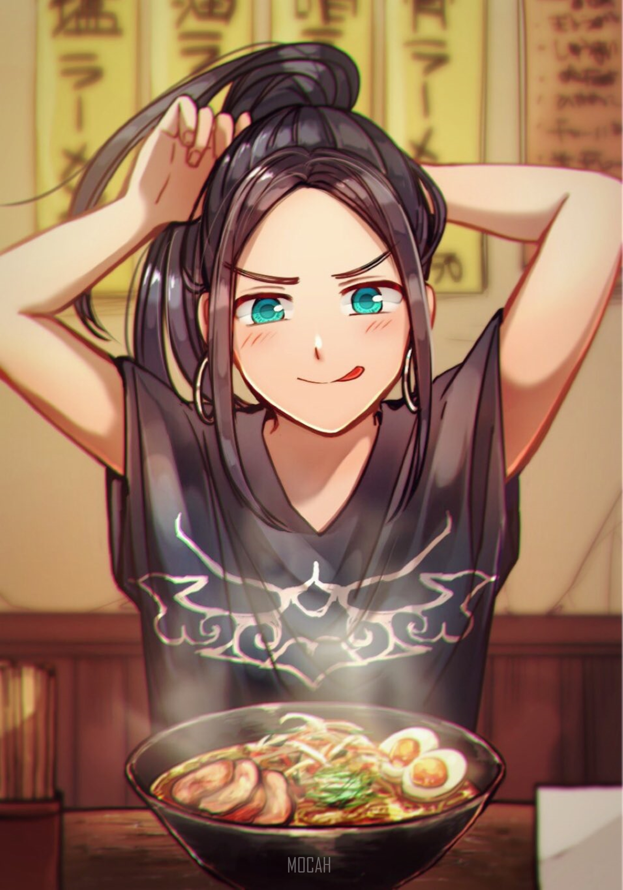 Asirpa from Golden Kamuy eating ramen HD Phone Wallpaper