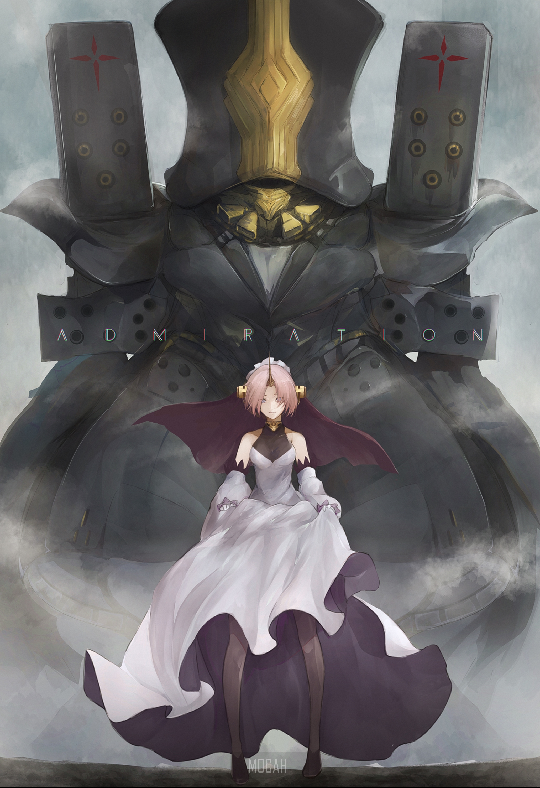 Frankenstein from Fate/Grand Order with a giant robot HD Phone Wallpaper