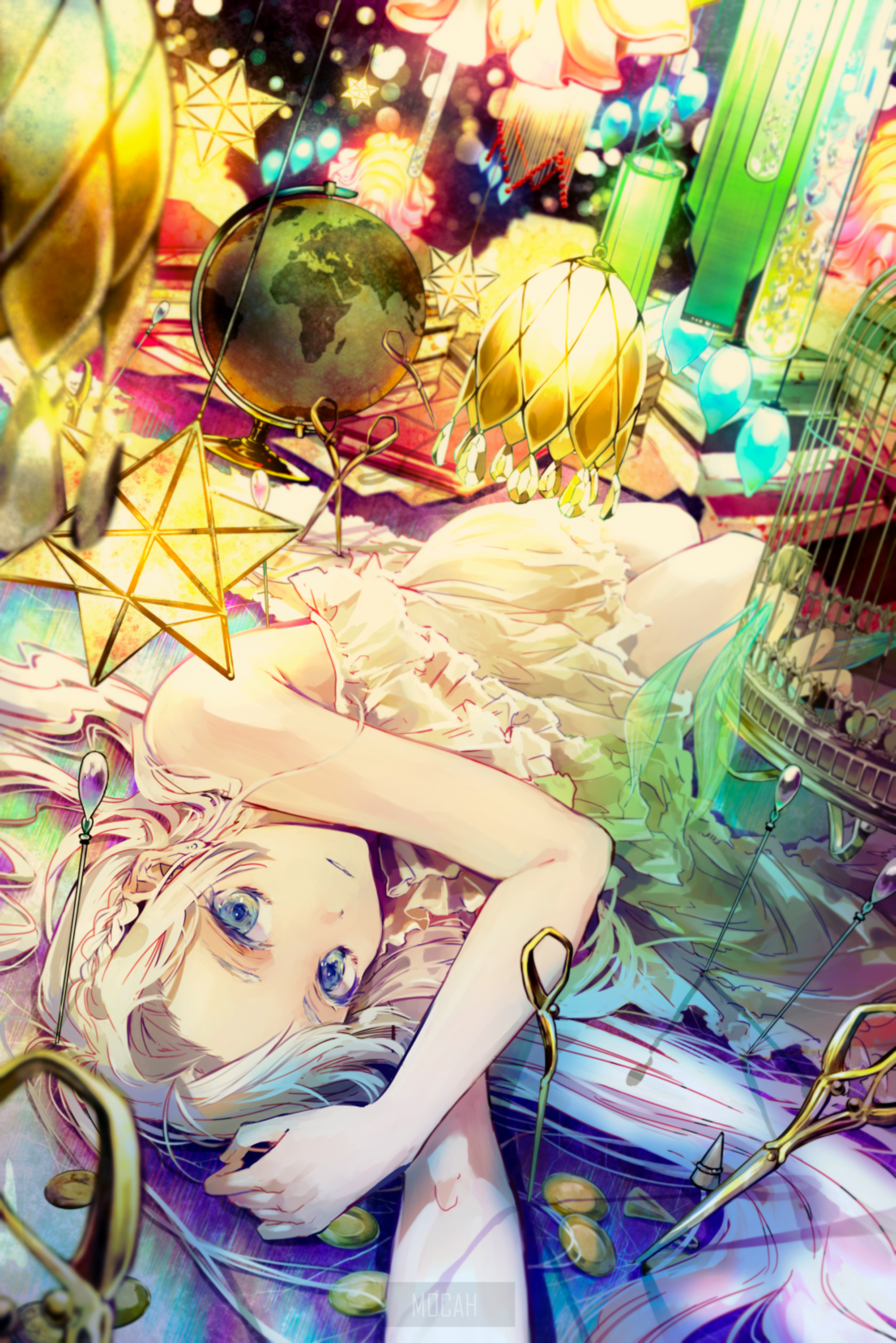 Anime girl with blue eyes and blonde hair HD Phone Wallpaper