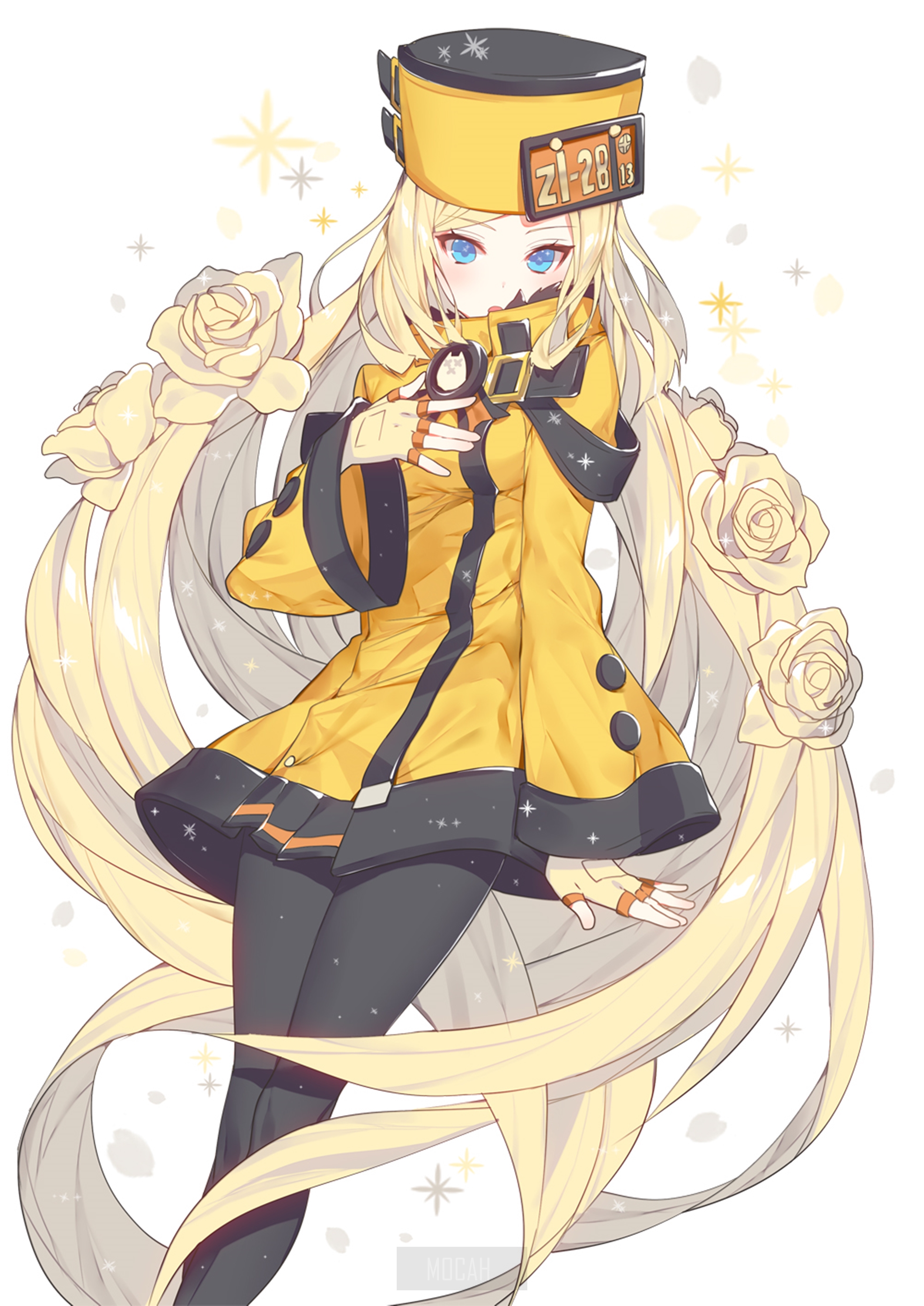 Anime girl with blonde hair and yellow outfit HD Phone Wallpaper