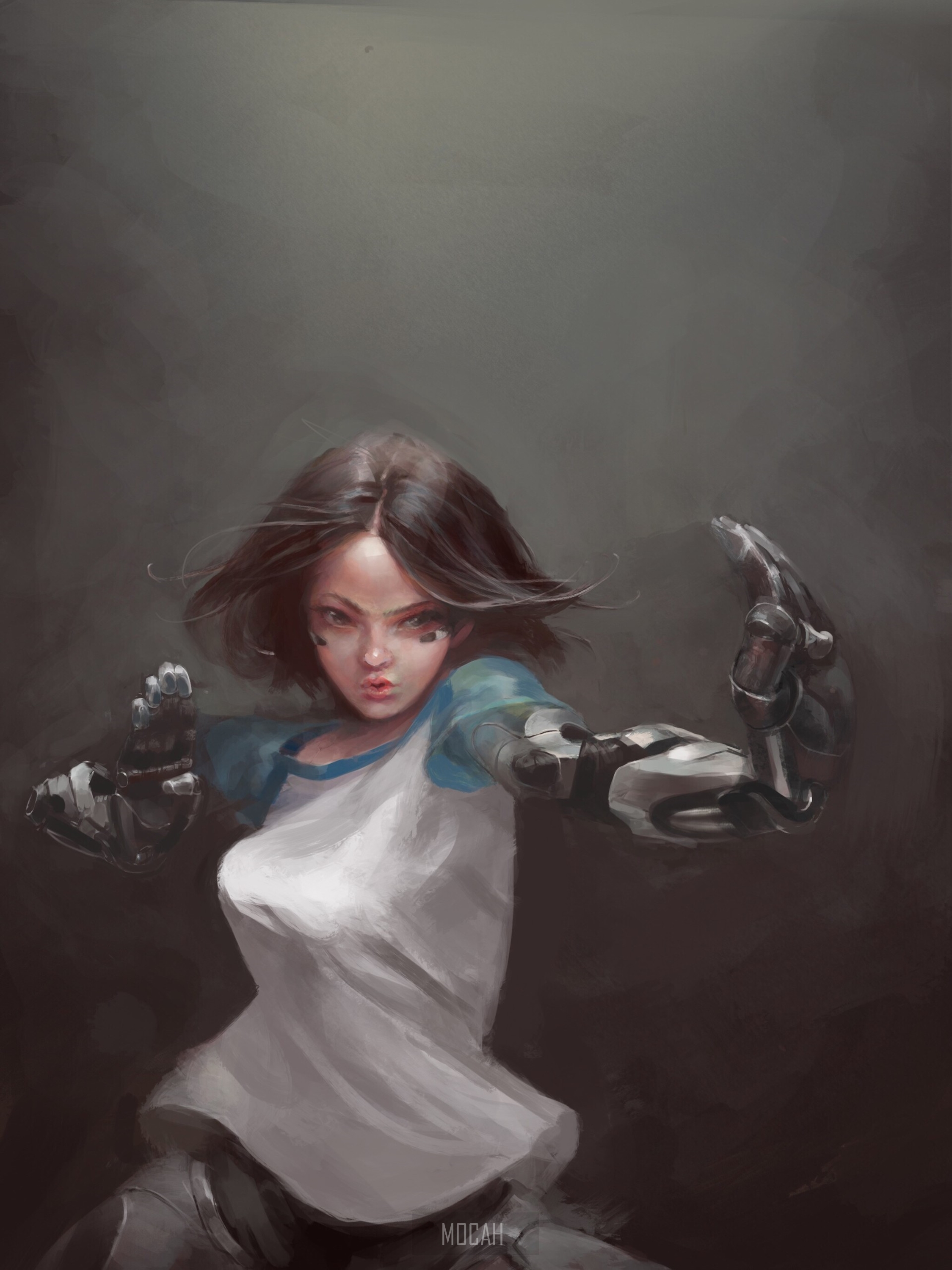 Alita from Alita: Battle Angel fan art painting HD Phone Wallpaper