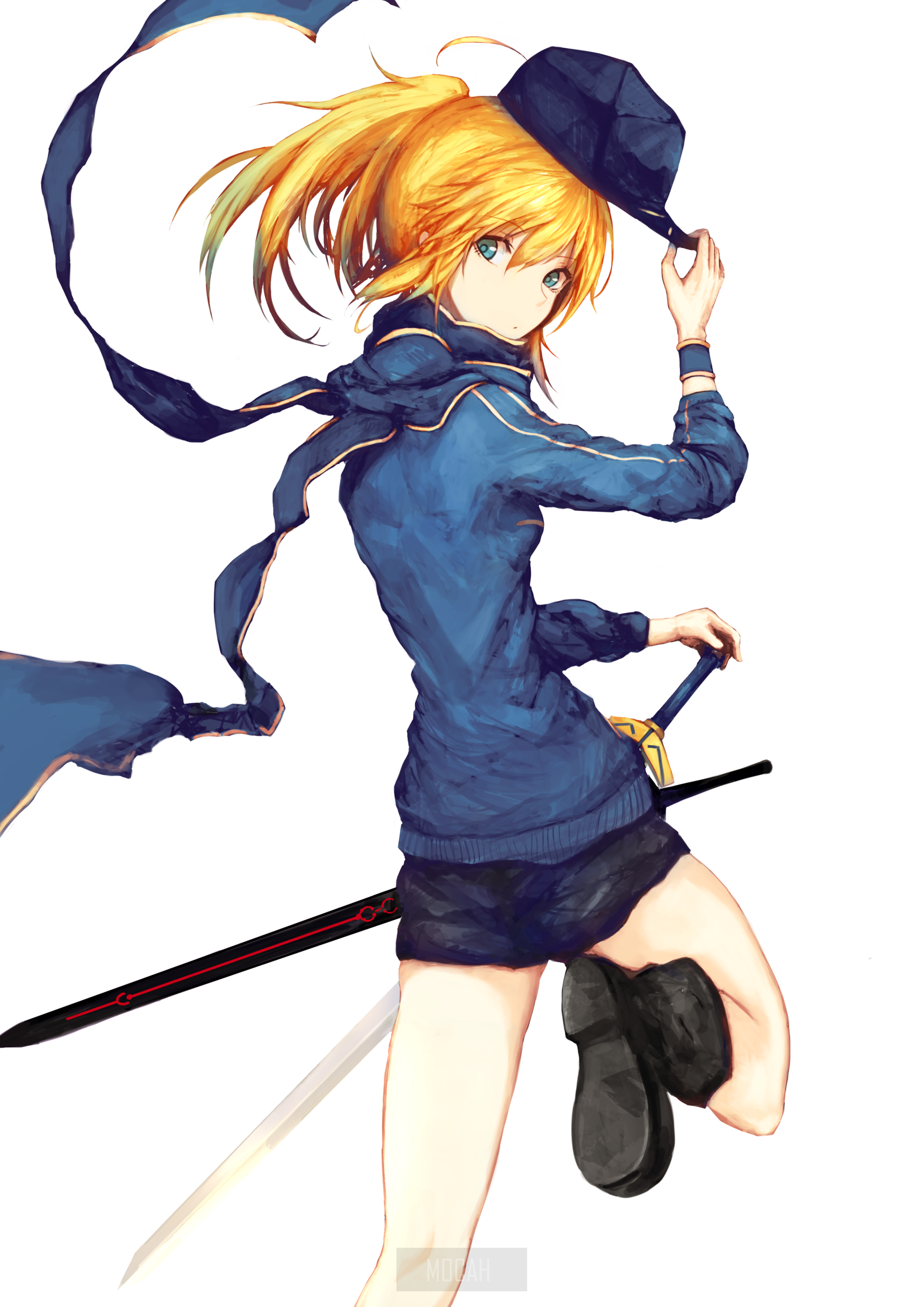 Saber from Fate/Grand Order holding a sword HD Phone Wallpaper