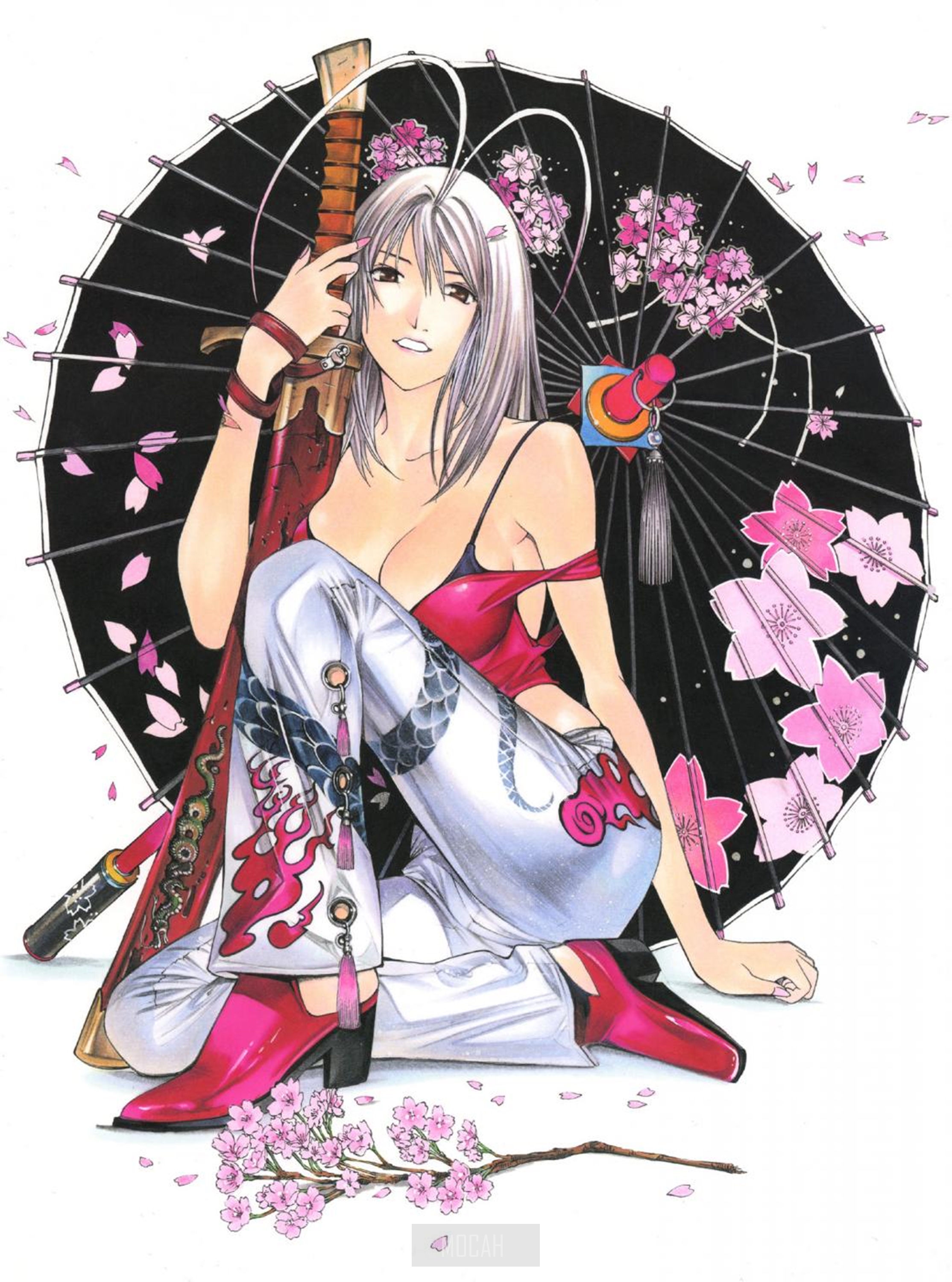 Anime girl with sword and umbrella from Tenjou Tenge HD Phone Wallpaper
