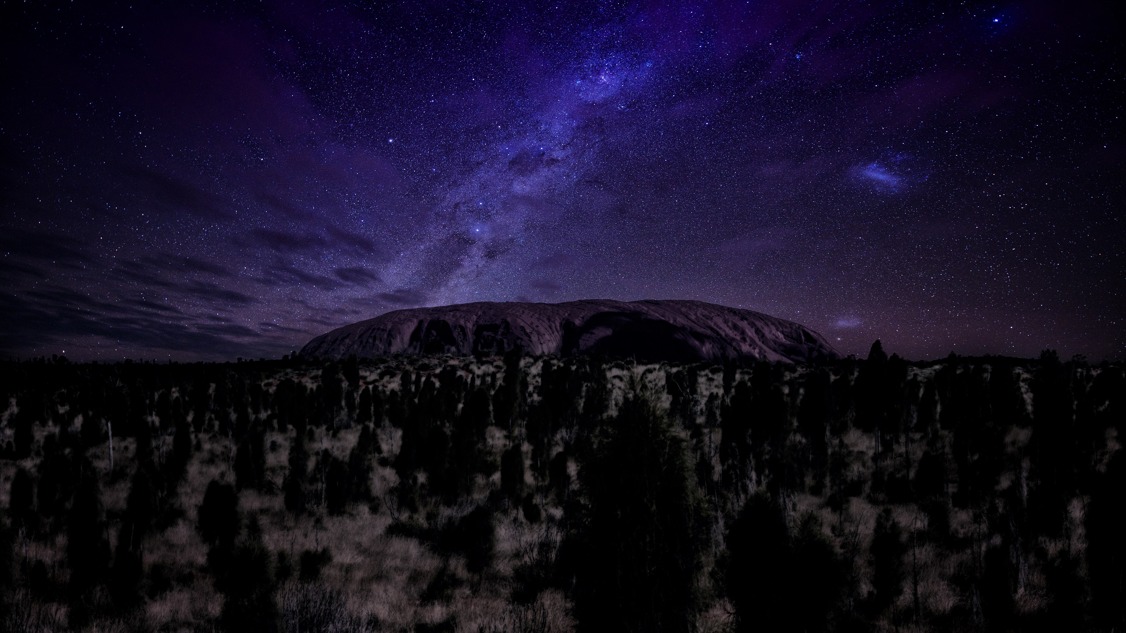 Uluru at night with the Milky Way HD Wallpaper