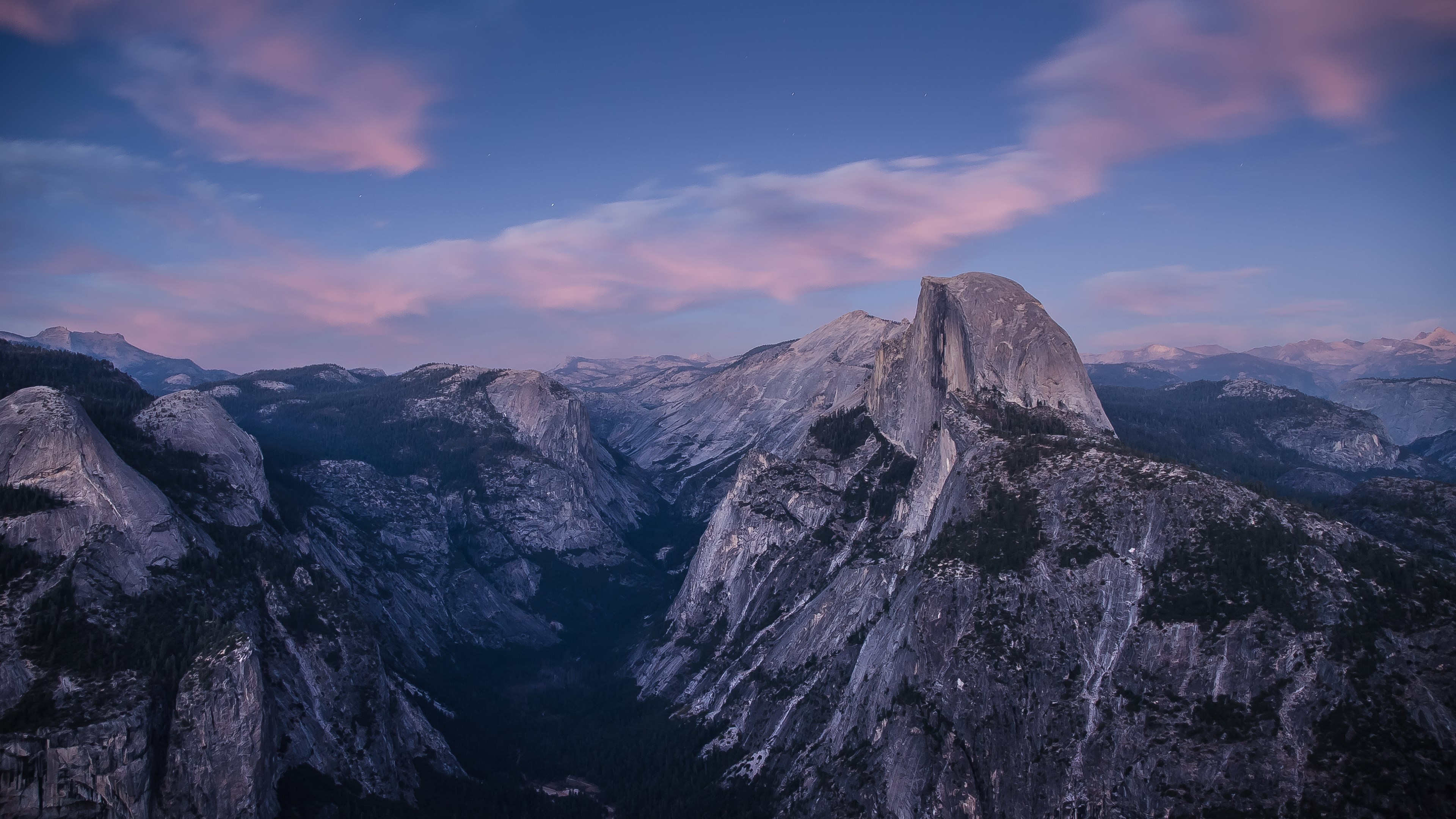 Half Dome Yosemite National Park at Dusk HD Wallpaper