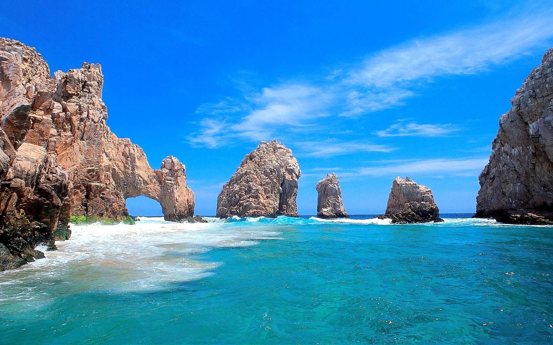 Rocky Archway and Sea Stacks in Cabo San Lucas HD Wallpaper
