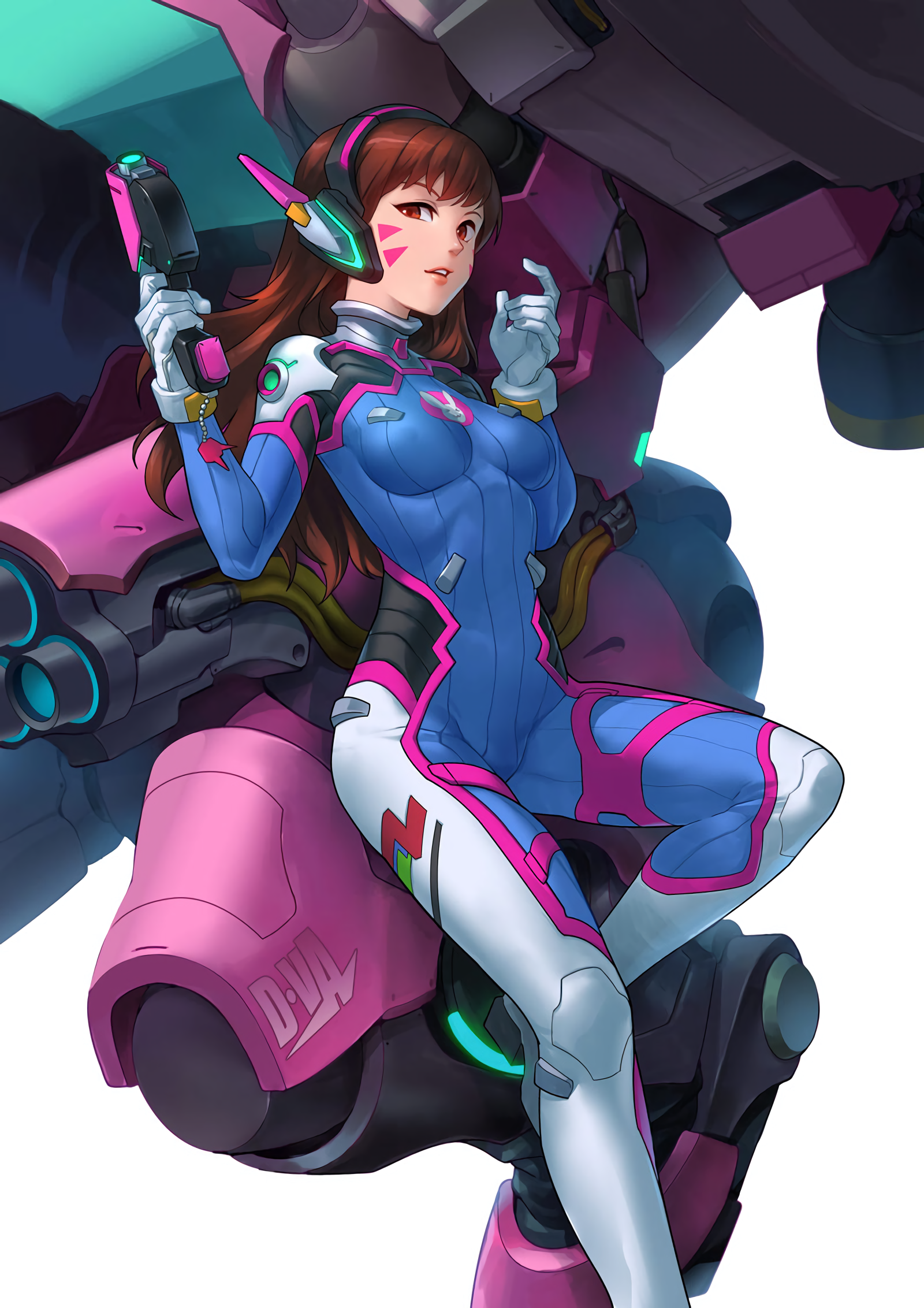 D.Va from Overwatch sitting on her mech HD Wallpaper