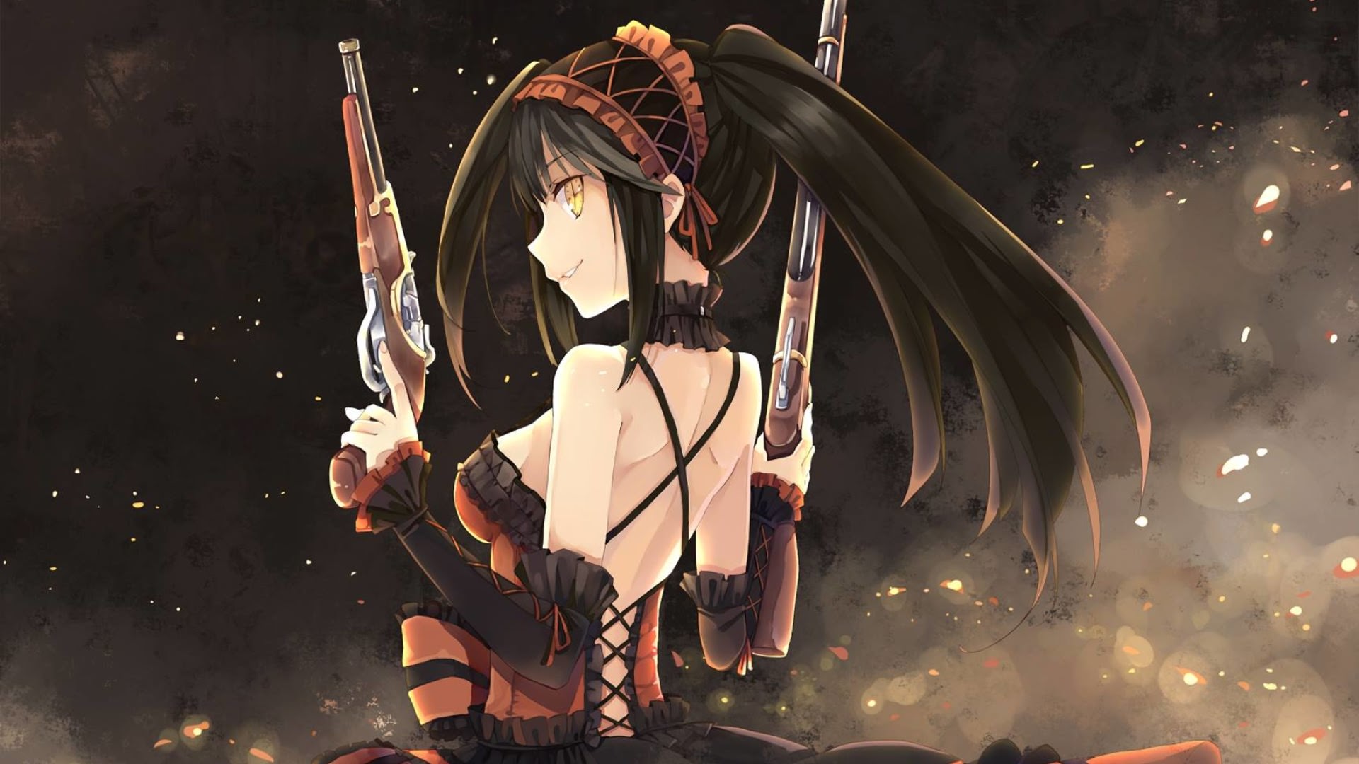 Kurumi Tokisaki from Date A Live with guns HD Wallpaper