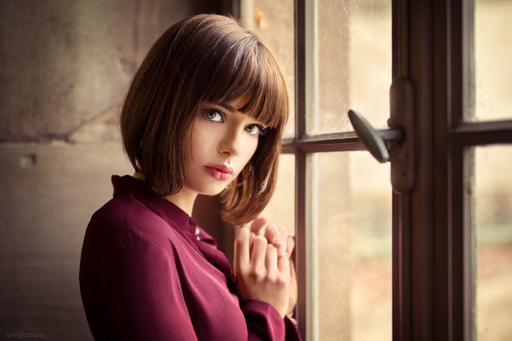 women, face, Marie Grippon, straight hair, portrait, looking at viewer, short hair, Lods Franck, Marie (500px), pink lipstick HD Wallpaper