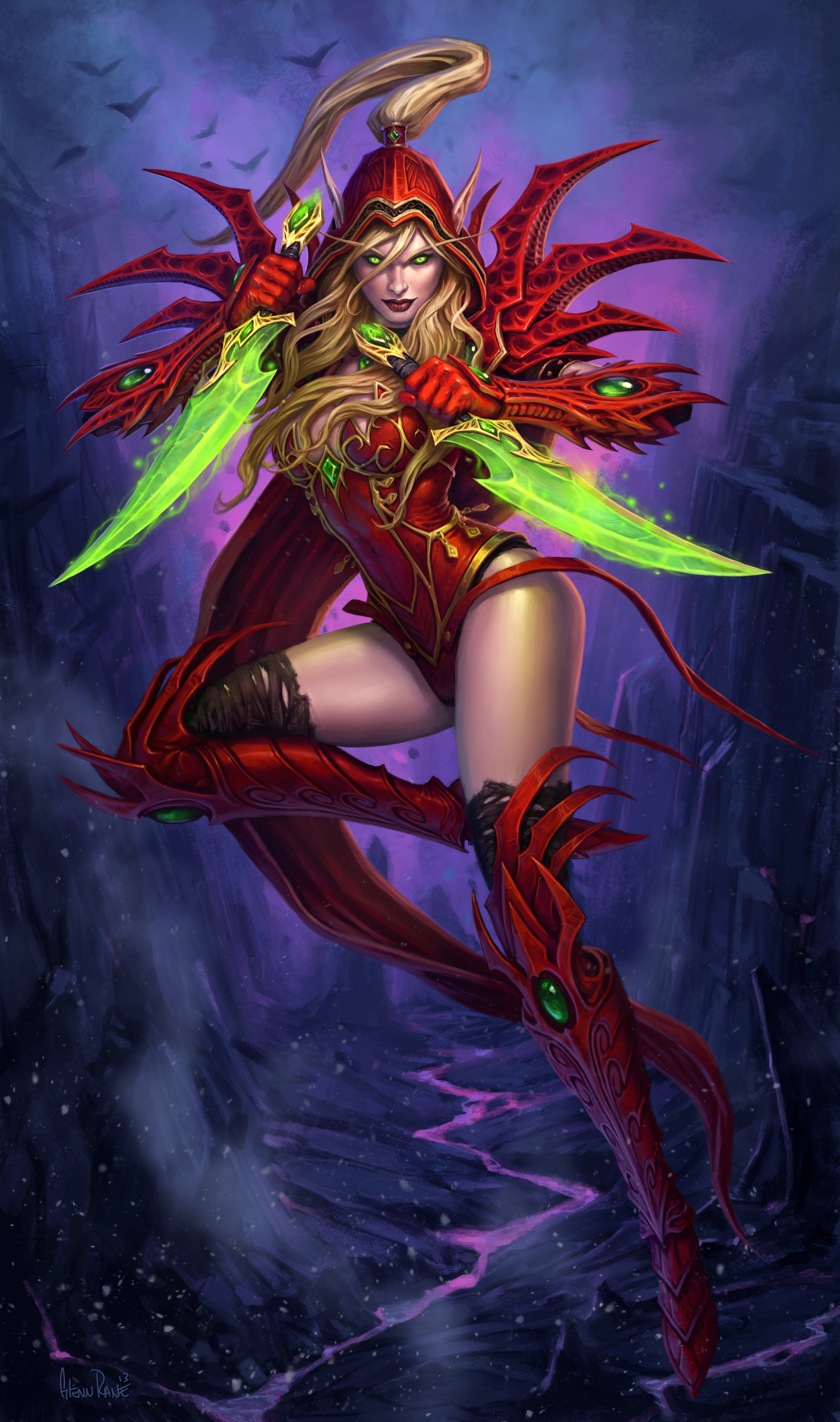 Valeera Sanguinar from Warcraft holding daggers HD Wallpaper