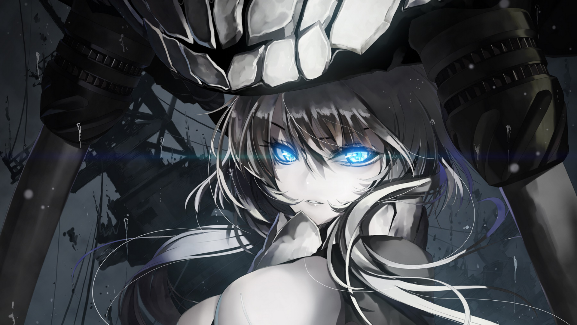 Abyssal girl with glowing blue eyes from Kantai Collection HD Wallpaper