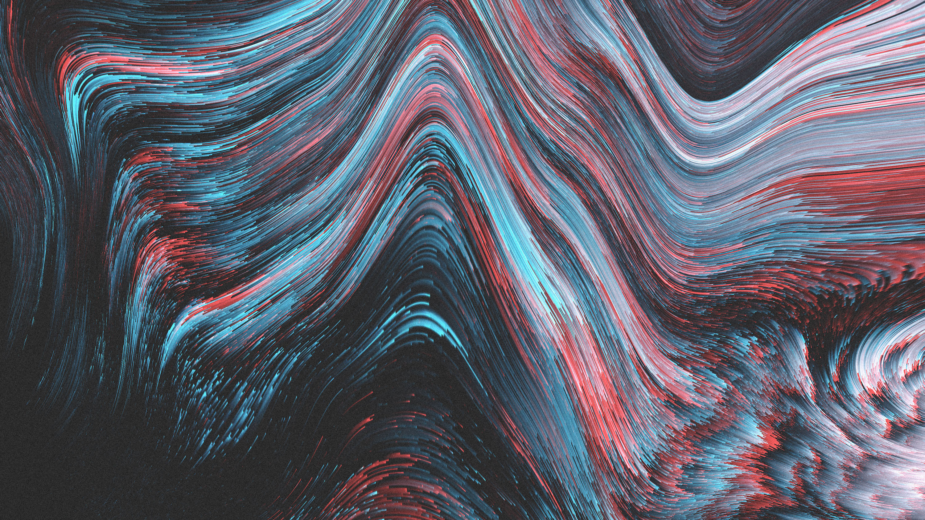 Abstract pixel sorting with red and blue lines HD Wallpaper