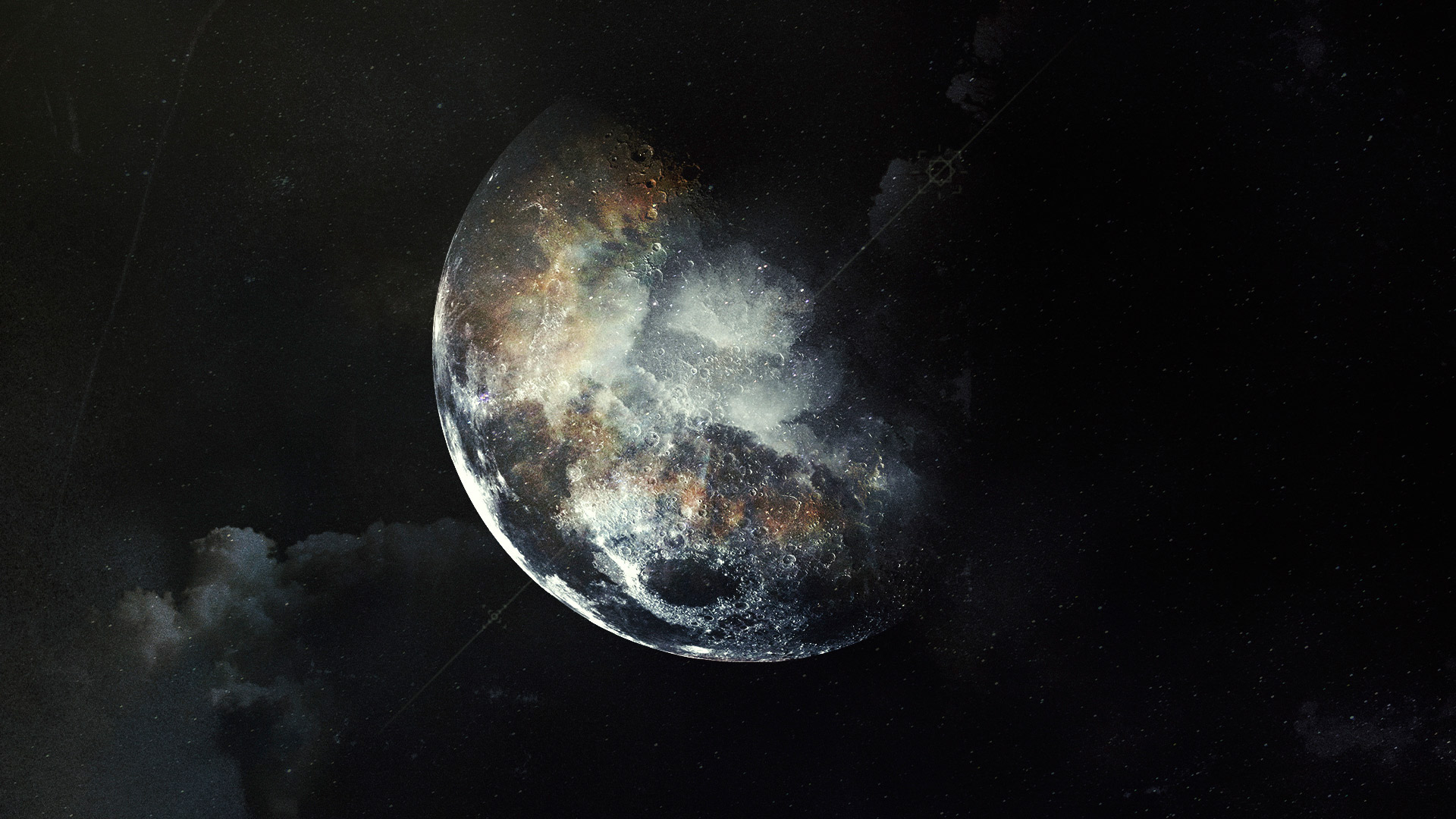 Abstract Moon in Space HD Wallpaper